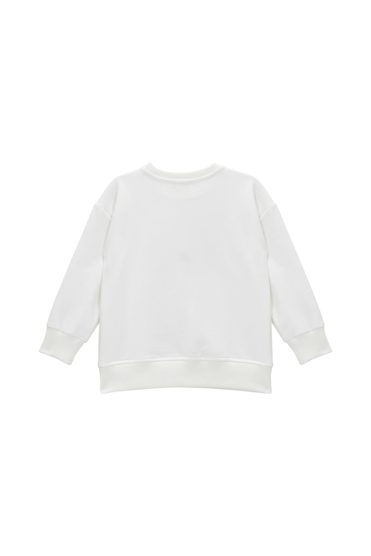 Kız Çocuk Baskı Ve Nakış Detaylı Sweatshirt - Ekru