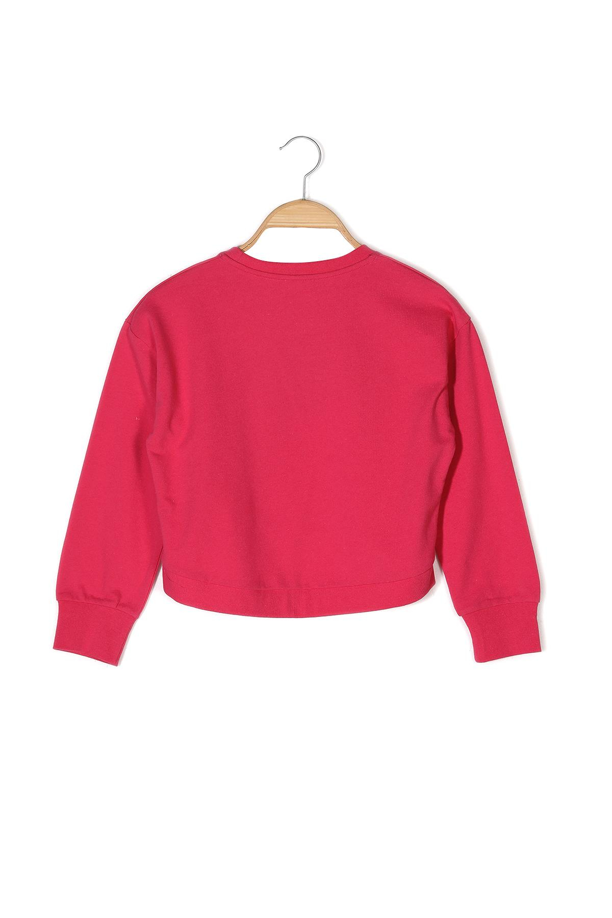 Kız Çocuk Baskılı Crop Sweatshirt