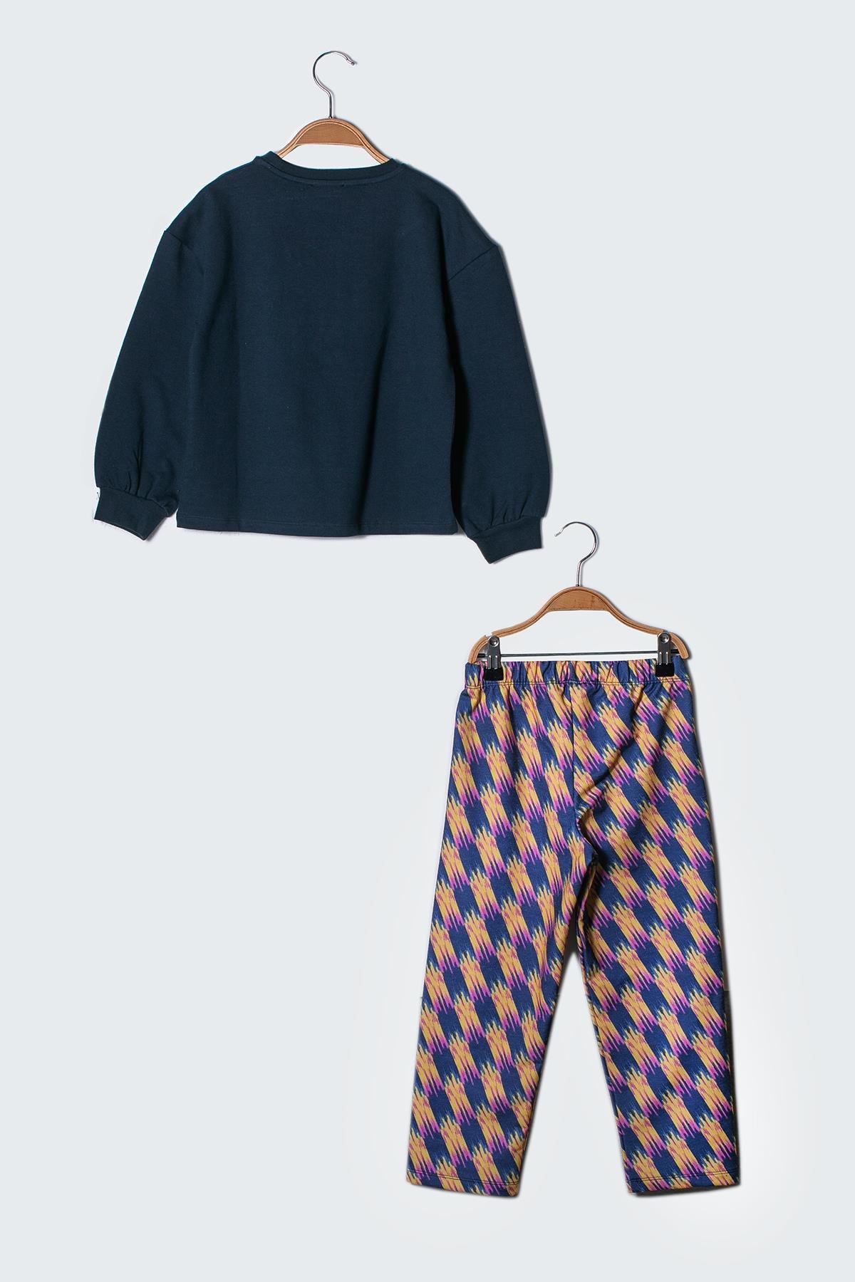 KIZ COCUK BASKILI SWEATSHIRT VE TAYT TAKIM