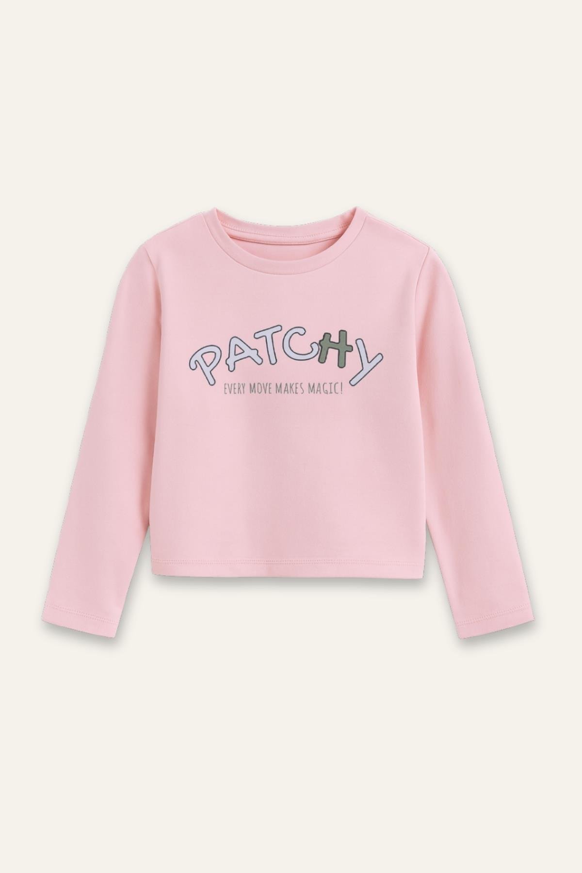 Kız Çocuk Baskılı Uzun Kol T-shirt - Pembe