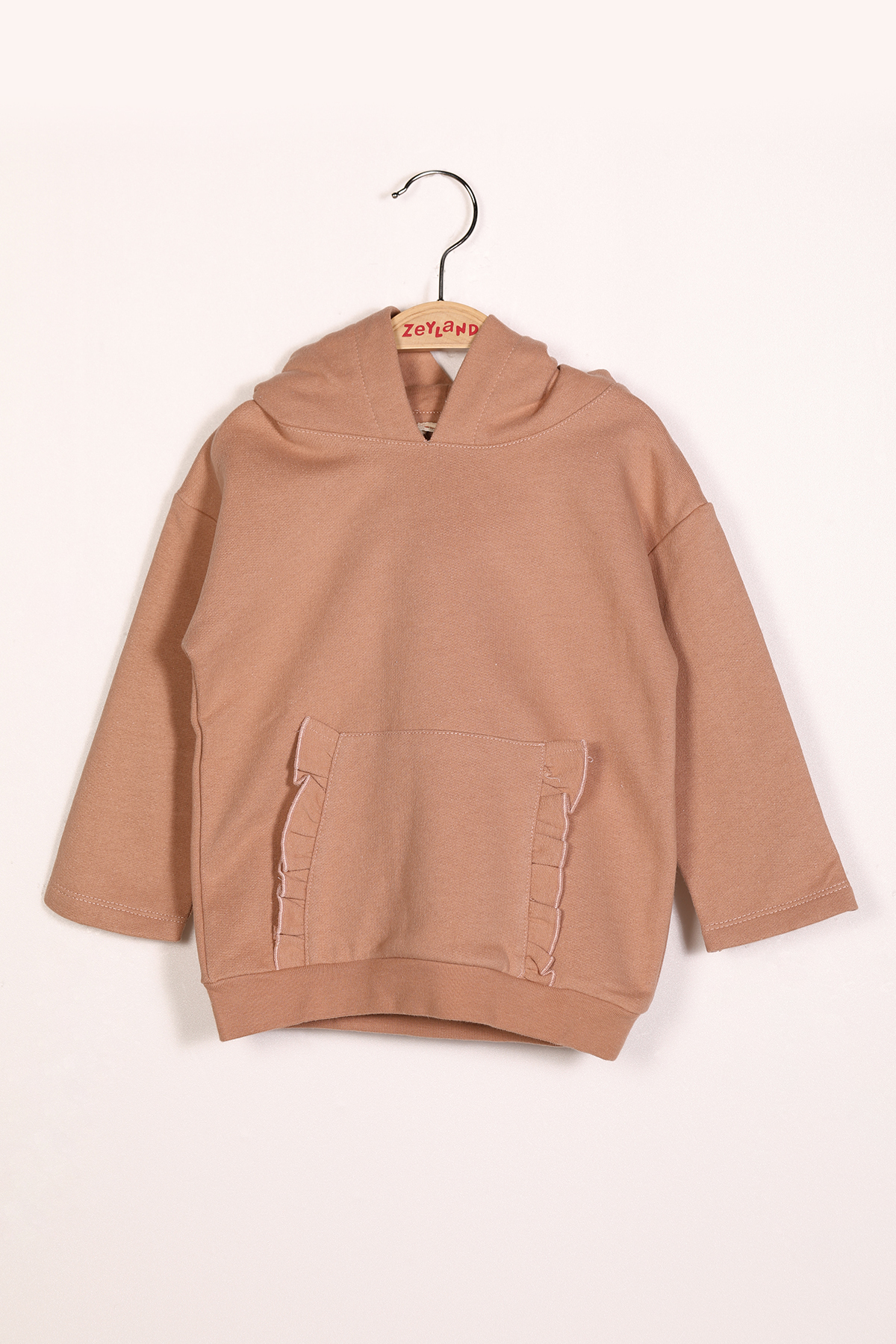 Kiz Cocuk Bej Kapusonlu Sweat 2Y-7Y
