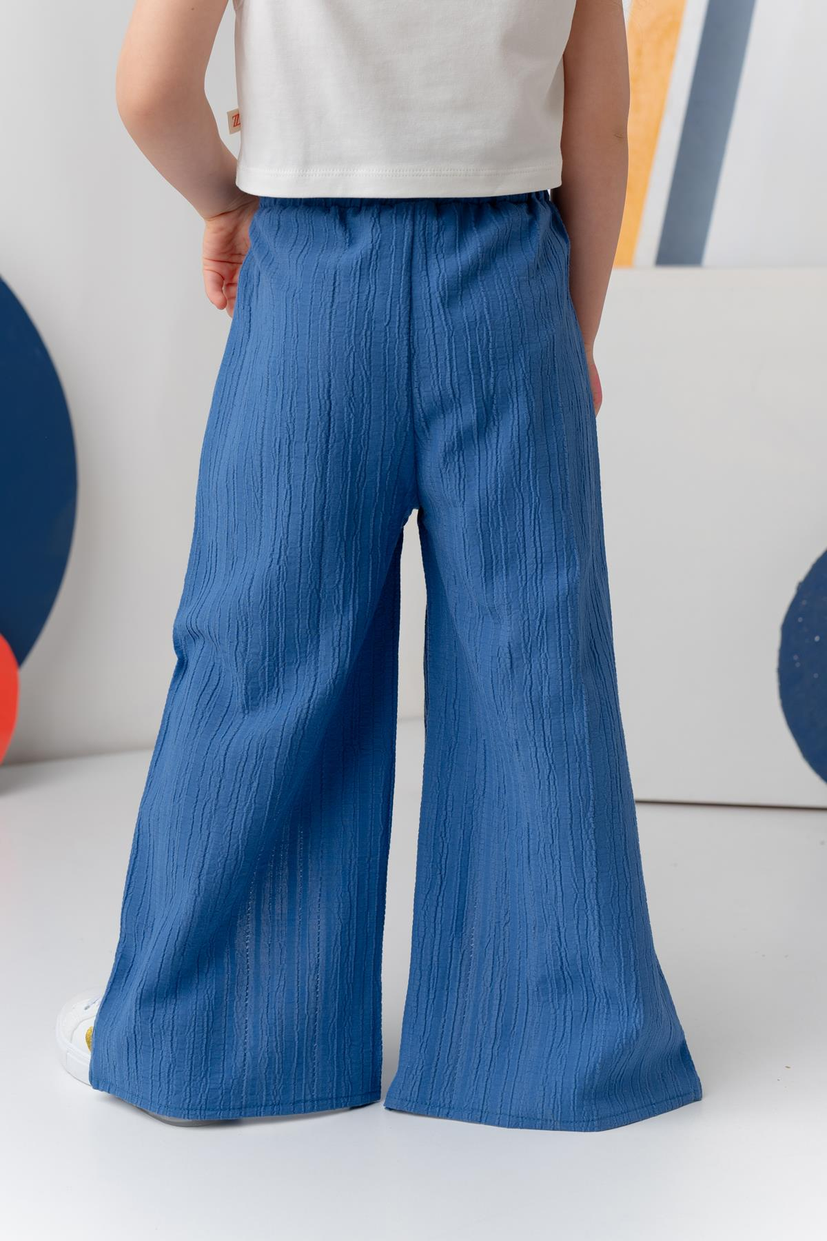 Kız Çocuk Bol Pantolon - İndigo