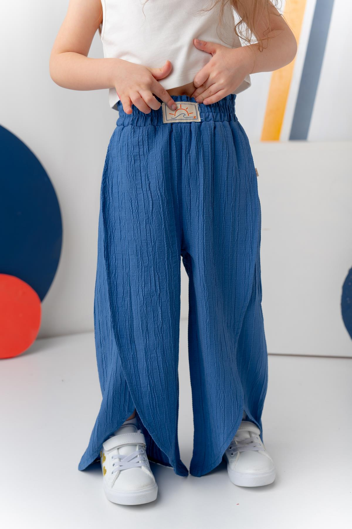 Kız Çocuk Bol Pantolon - İndigo