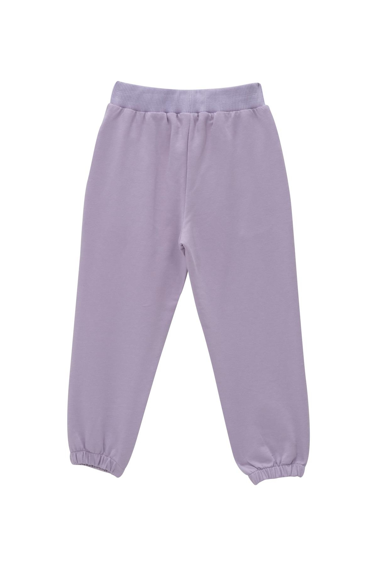 Kız Çocuk Cep Detaylı Paçası Lastikli Eşofman Altı - Lila