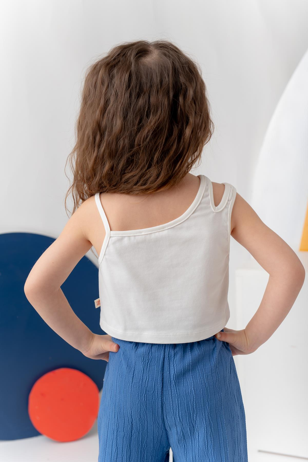 Kız Çocuk Crop Atlet - Ekru