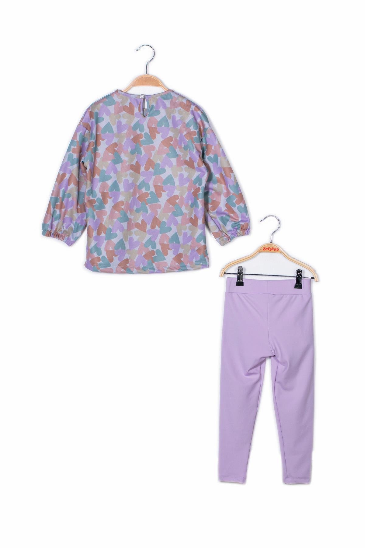 KIZ COCUK DESENLI BLUZ VE TAYT TAKIM