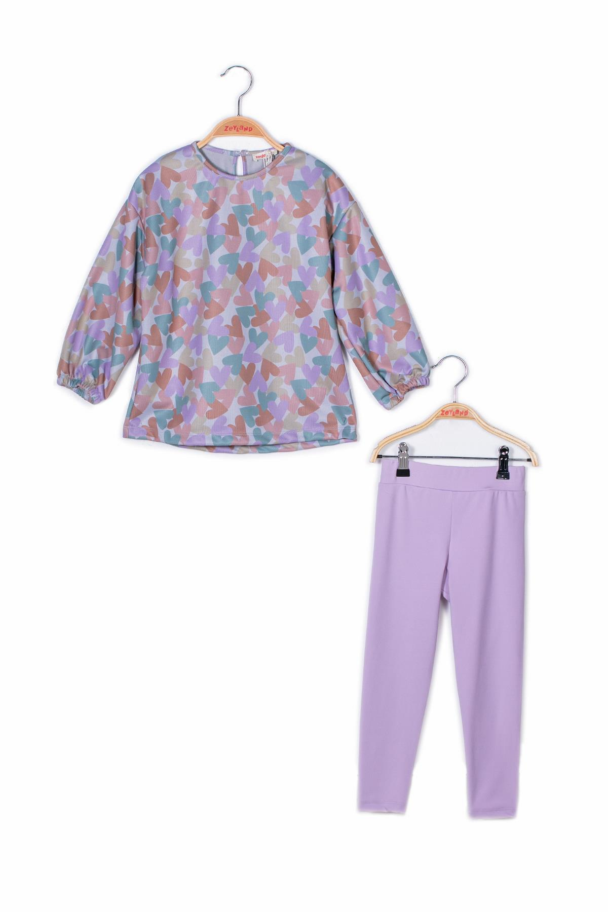 KIZ COCUK DESENLI BLUZ VE TAYT TAKIM