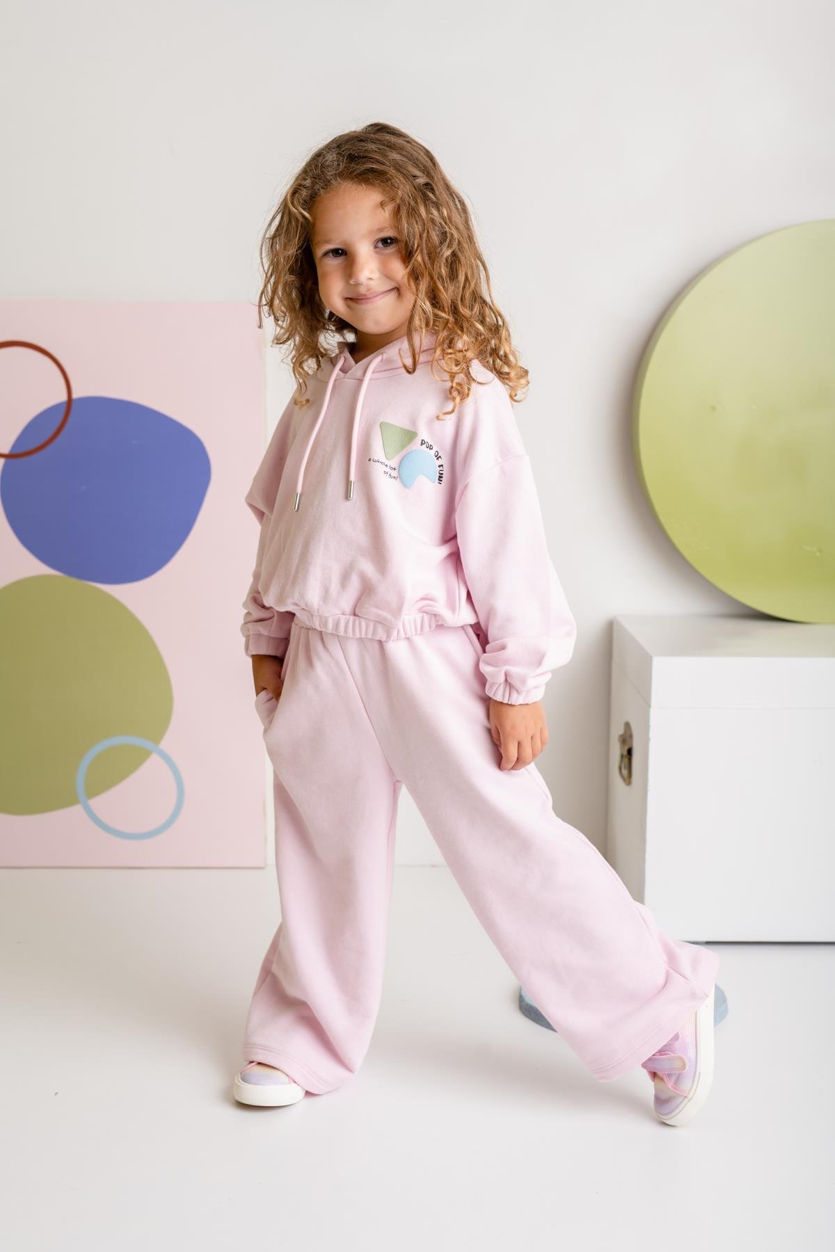 Kız Çocuk Düz Paça Fırçalı Tek Alt - Pembe