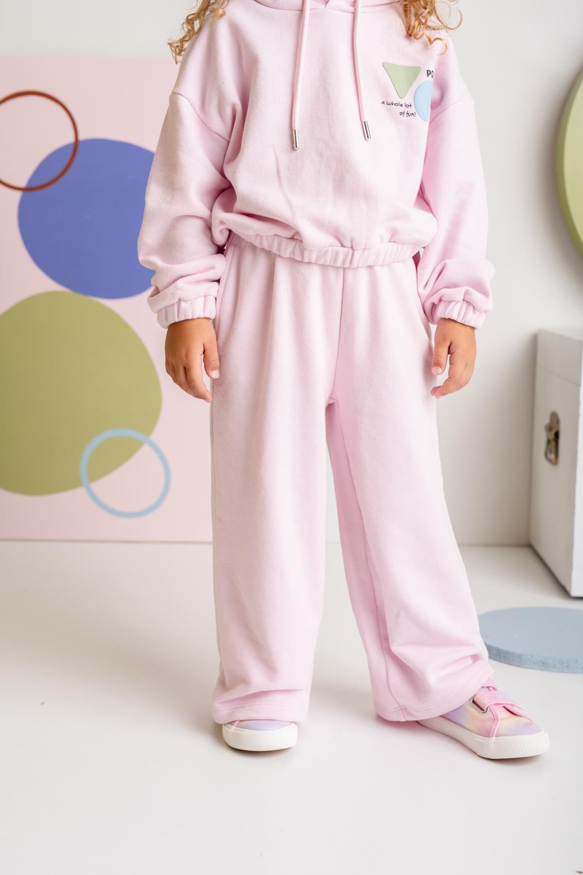 Kız Çocuk Düz Paça Fırçalı Tek Alt - Pembe