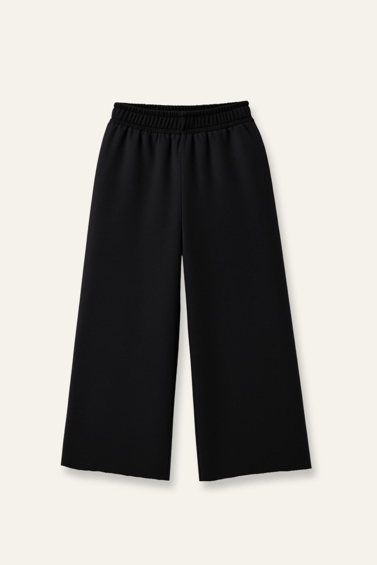 Kız Çocuk Düz Paça Fırçalı Tek Alt - Siyah