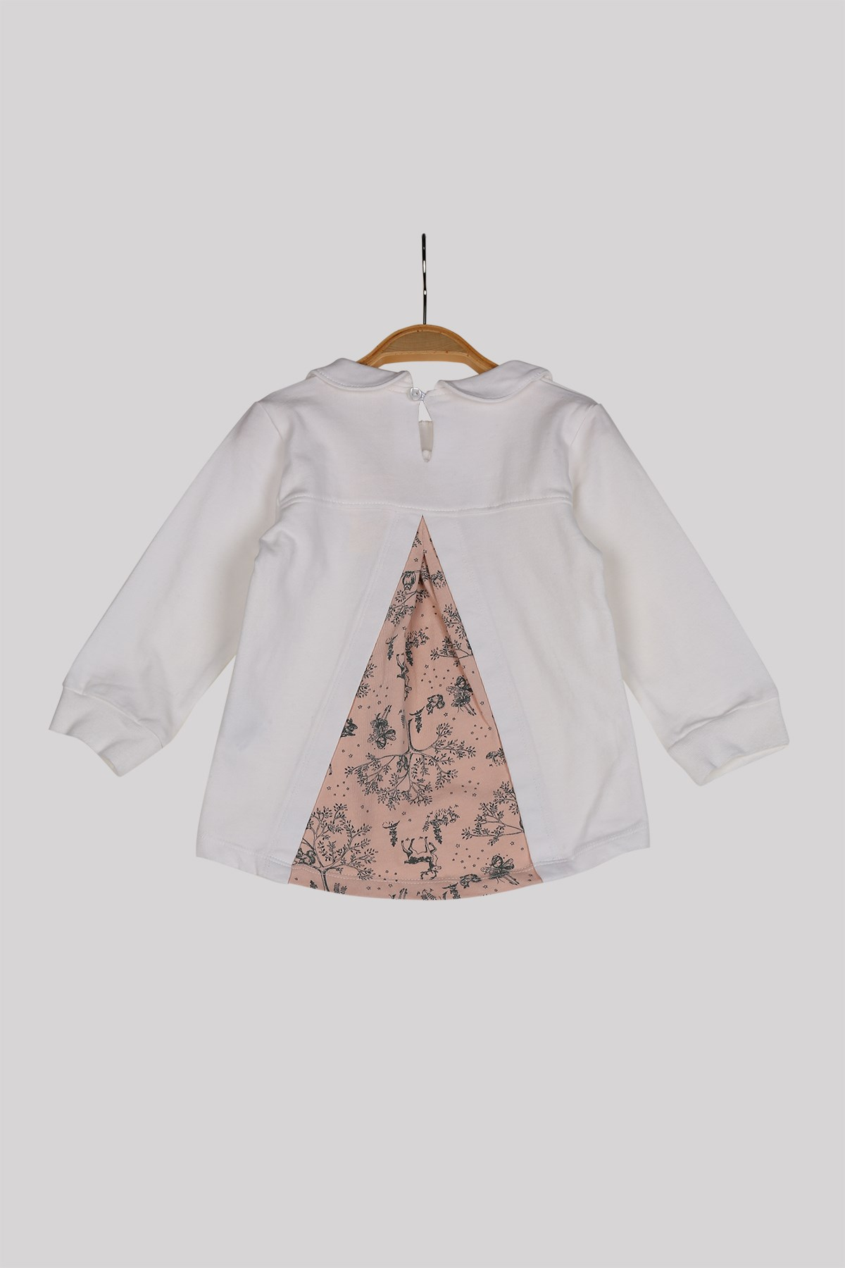 Kiz Cocuk Fare Desenli Uzun Kollu Arkadan YirtmaCli T-shirt 2Y-7Y