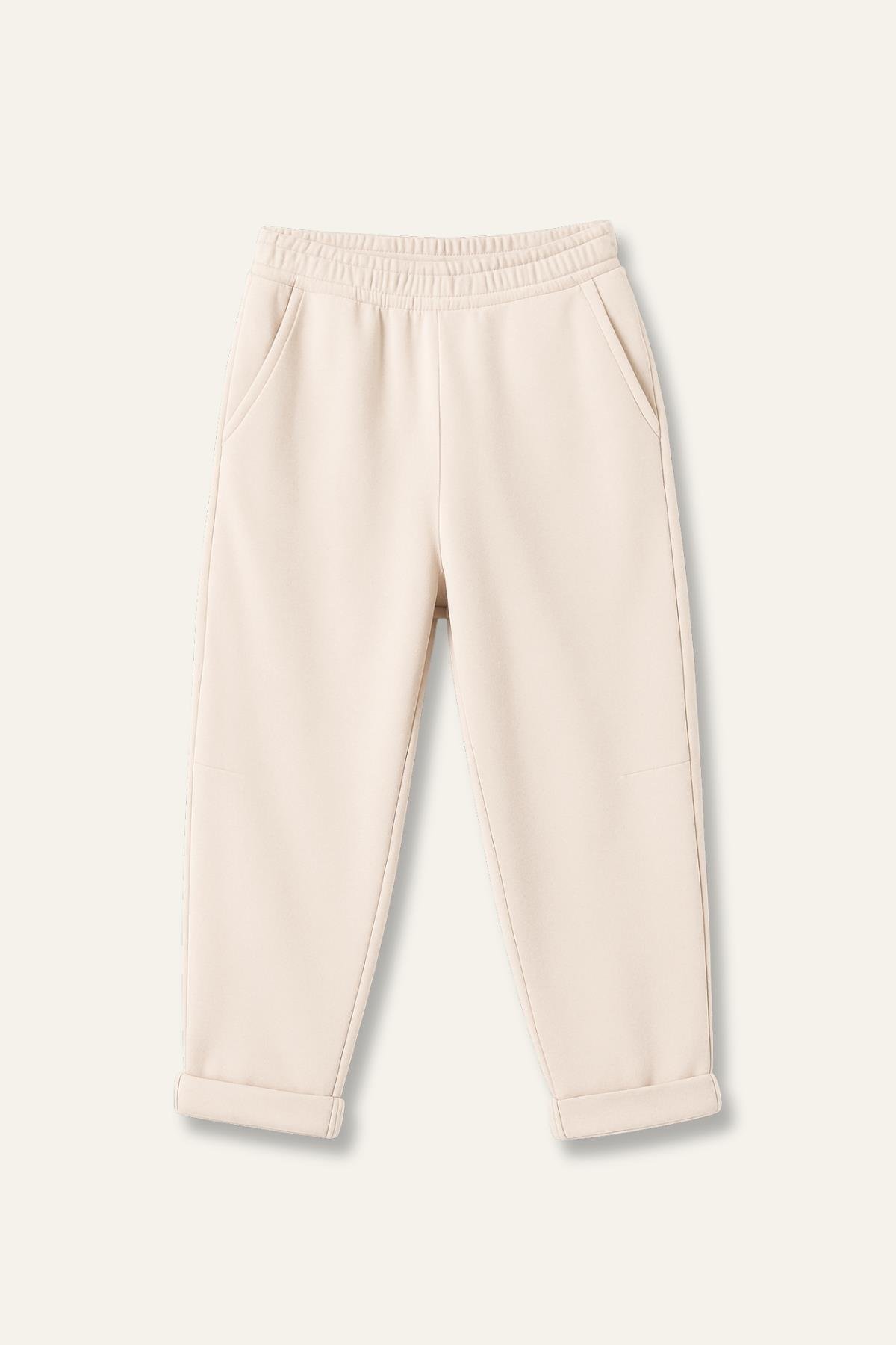 Kız Çocuk Fırçalı Tek Alt - Krem