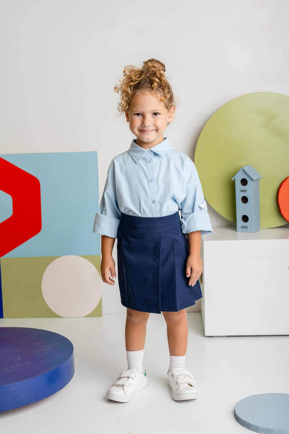 Kız Çocuk Gabardin Pileli Etek - Lacivert