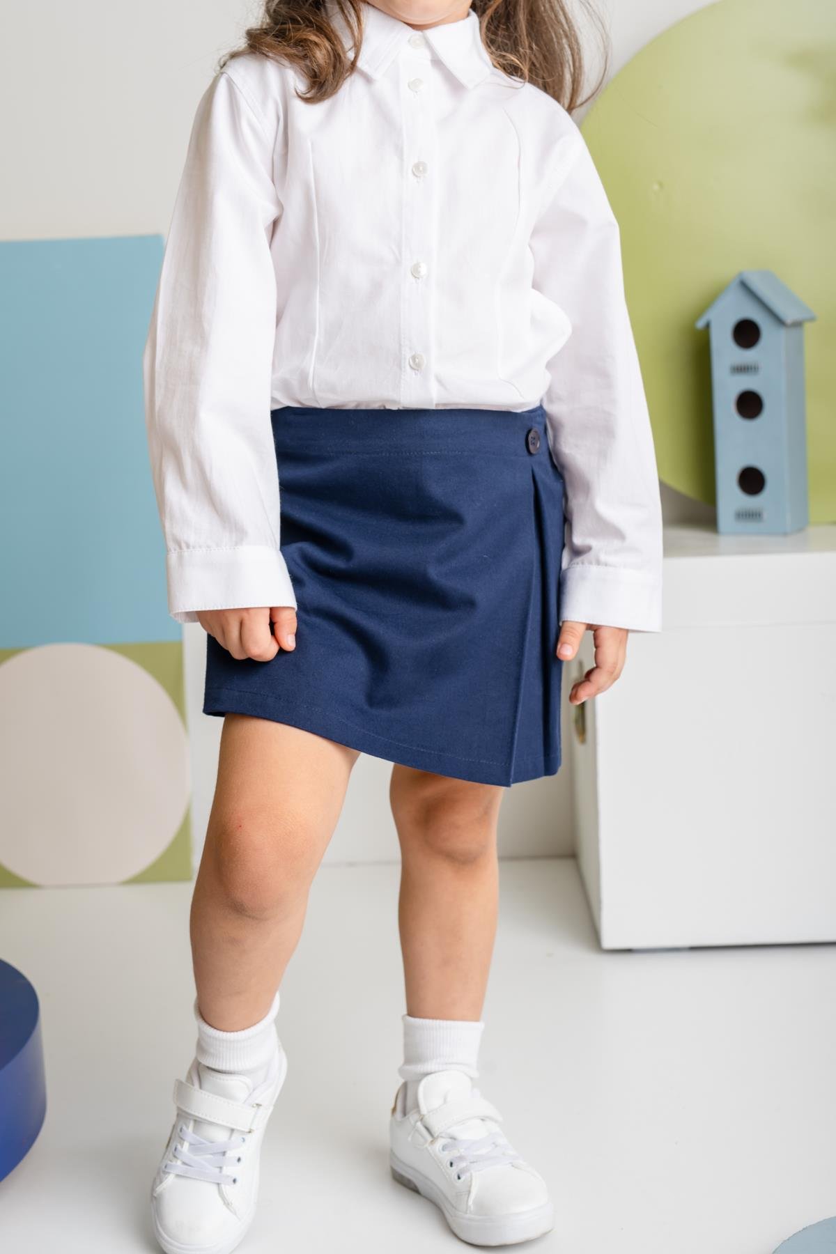 Kız Çocuk Gabardin Şort Etek - Lacivert