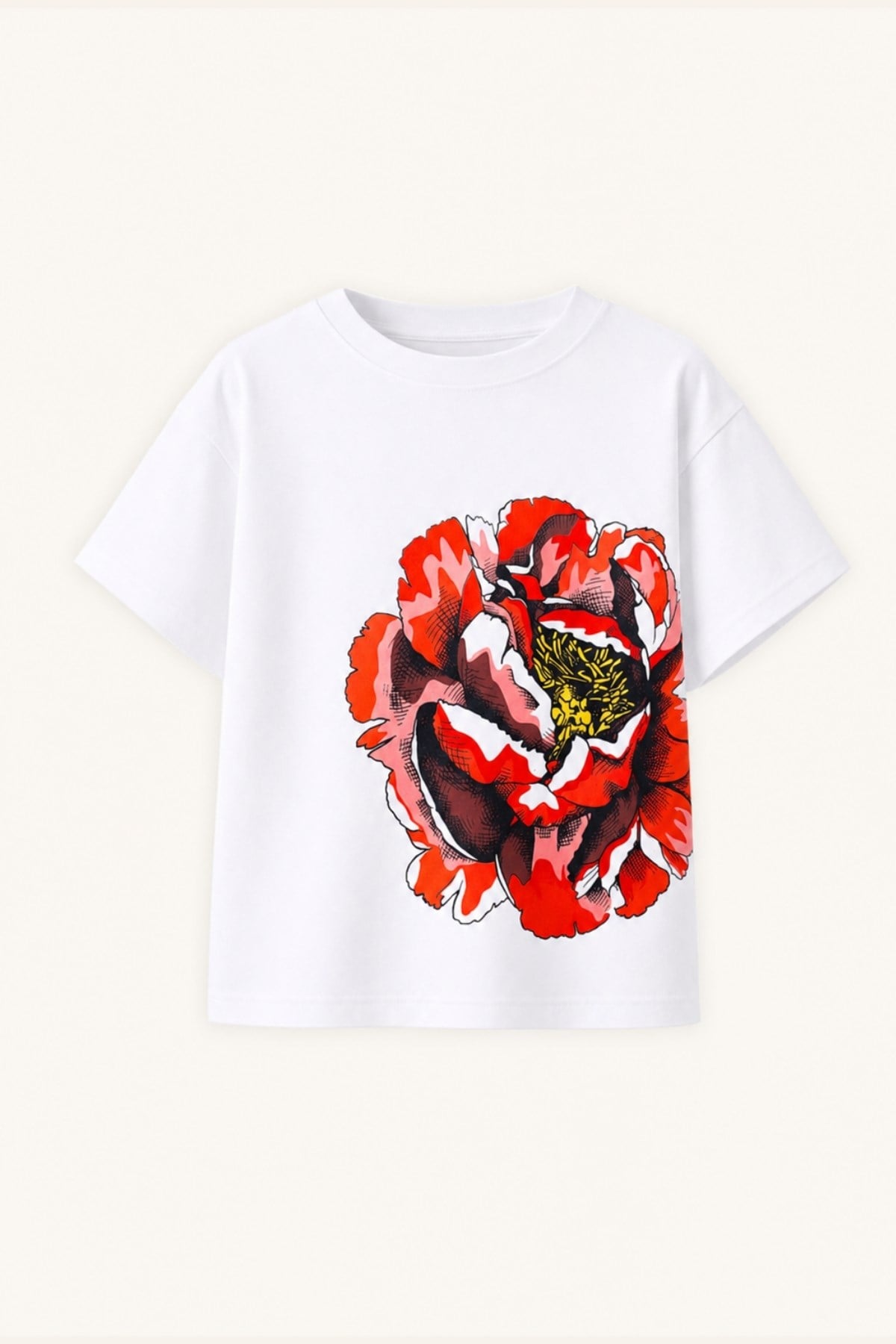 Kız Çocuk Gül Baskılı Tshirt