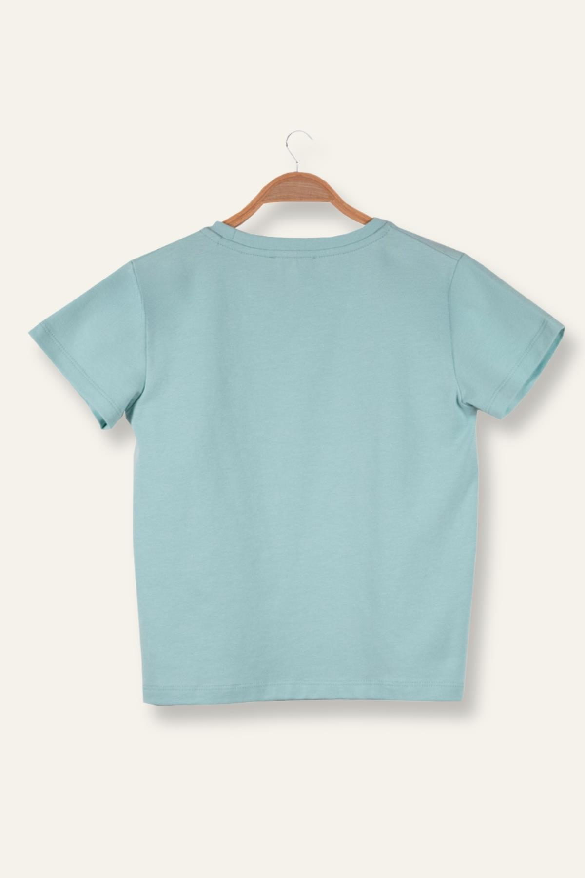 Kız Çocuk Hawaı Baskılı T-Shirt - Mint