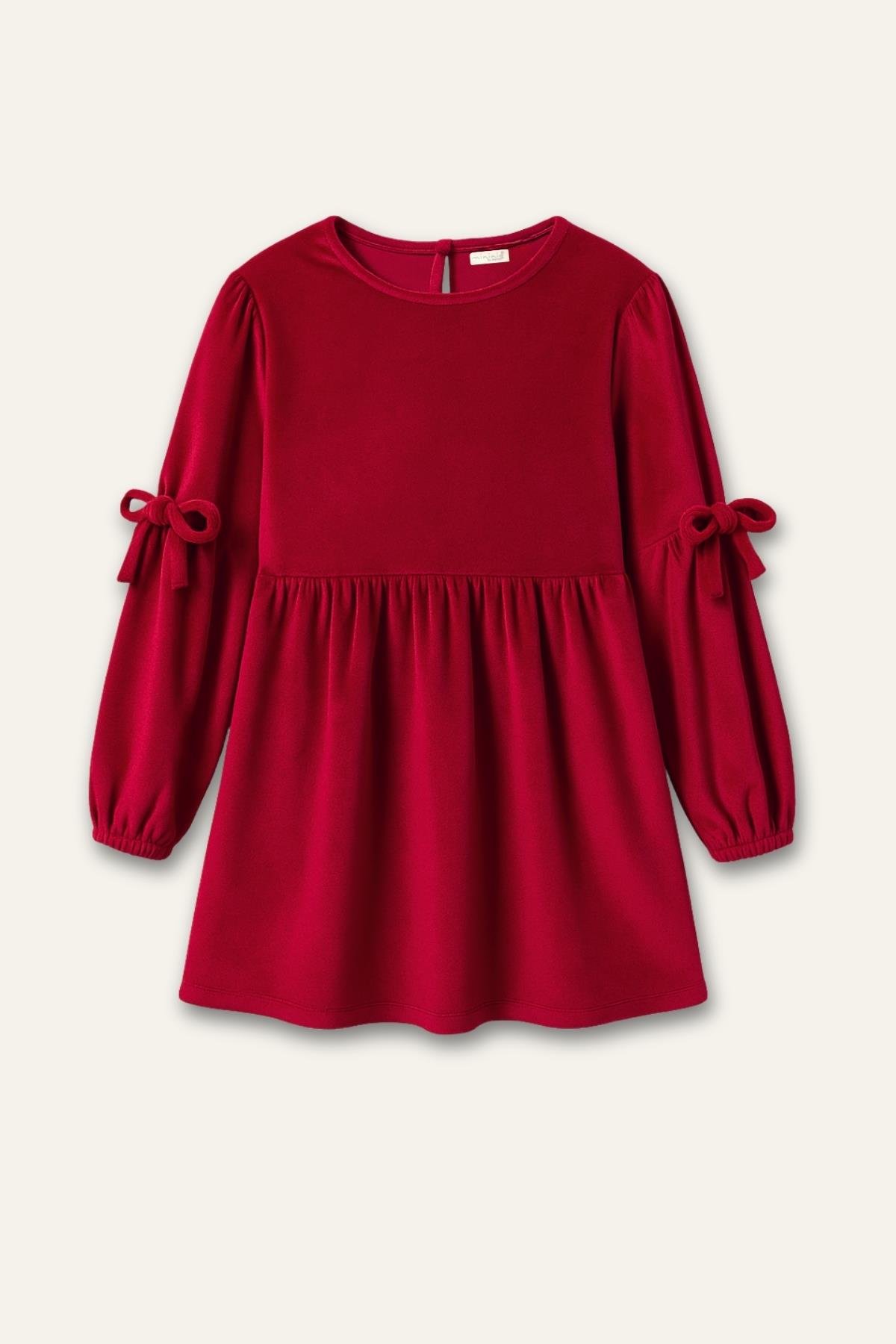 Kız Çocuk Kadife Elbise - Kırmızı
