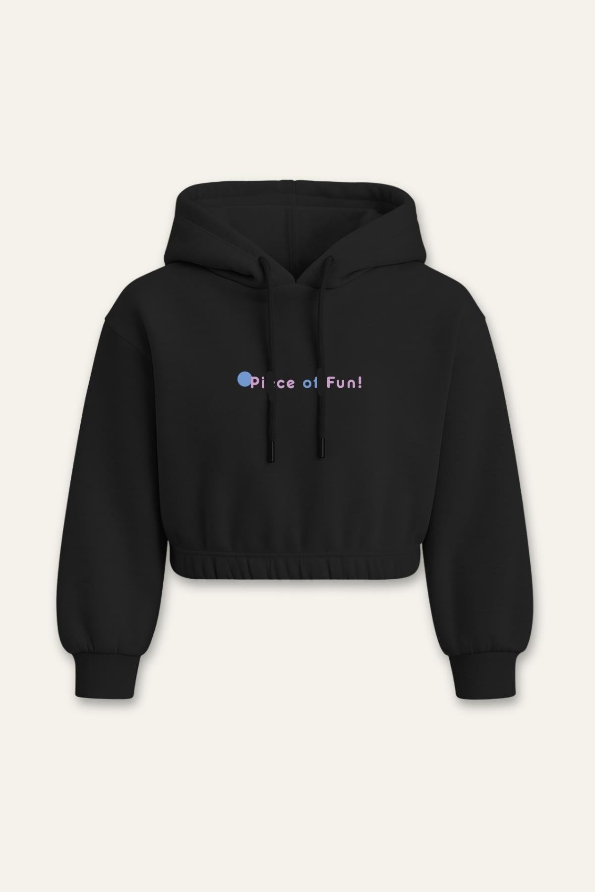 Kız Çocuk Kapşonlu Crop Sweatshirt - Siyah