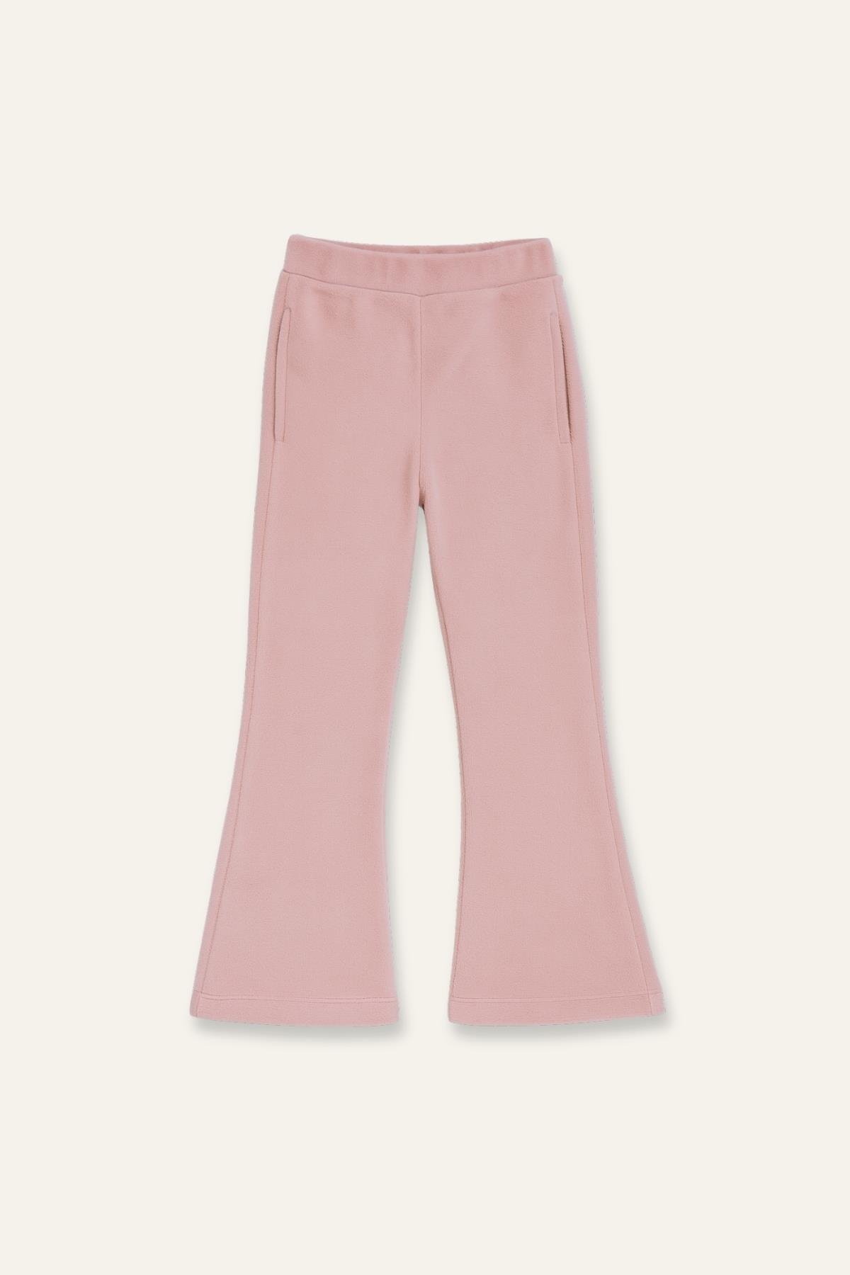 Kız Çocuk Kapşonlu Fermuarlı Polar İkili Takım - Pembe