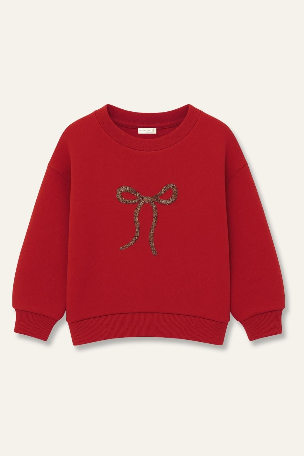 Kız Çocuk Nakıs Detaylı Sweatshirt - Bordo