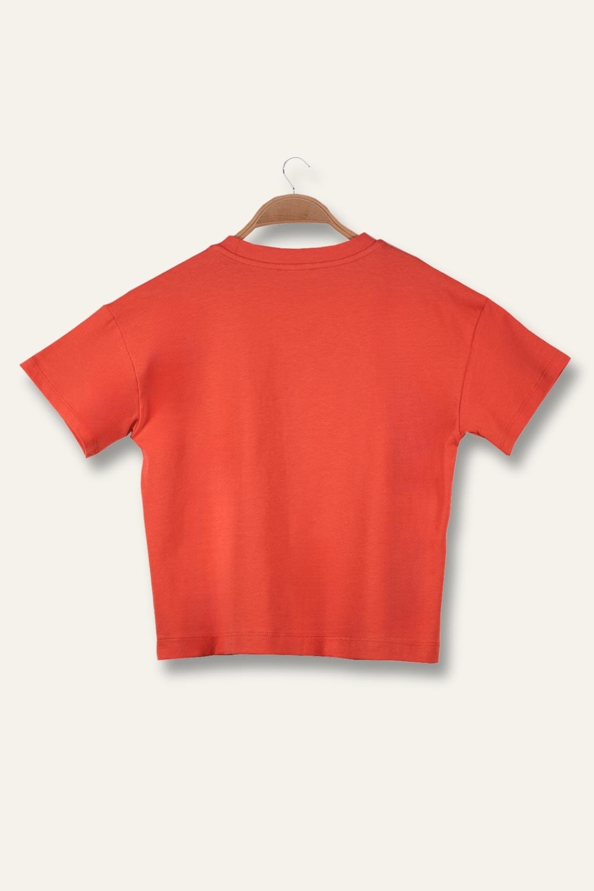 Kız Çocuk Oversıze T-Shirt - Coral