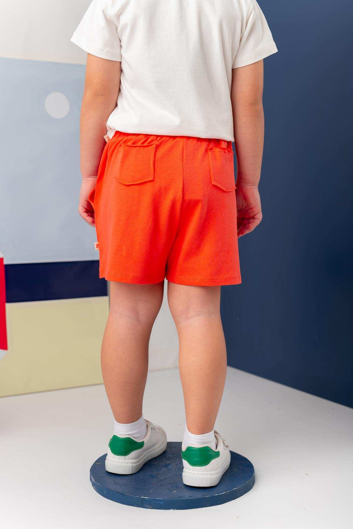 Kız Çocuk Penye Kısa Şort - Coral