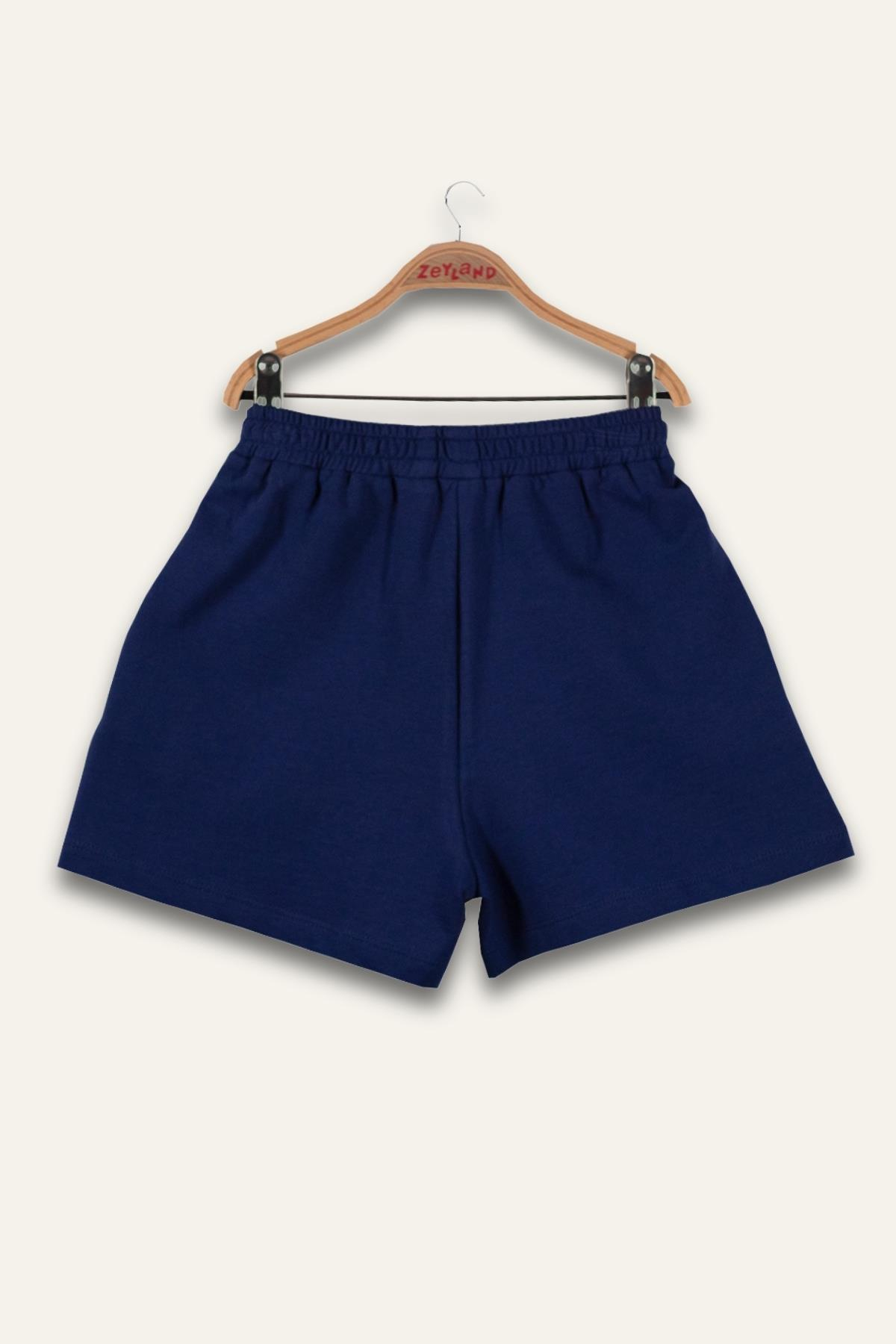 Kız Çocuk Penye Kısa Şort - Lacivert