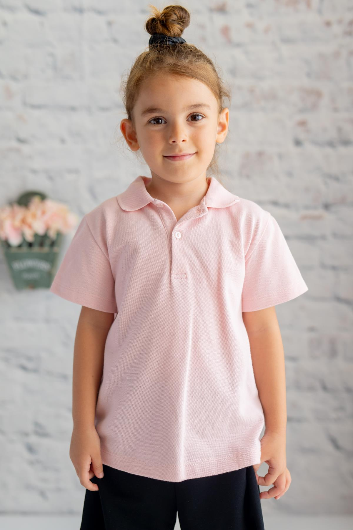 Kız Çocuk Polo Yaka Kısa Kol T-shirt