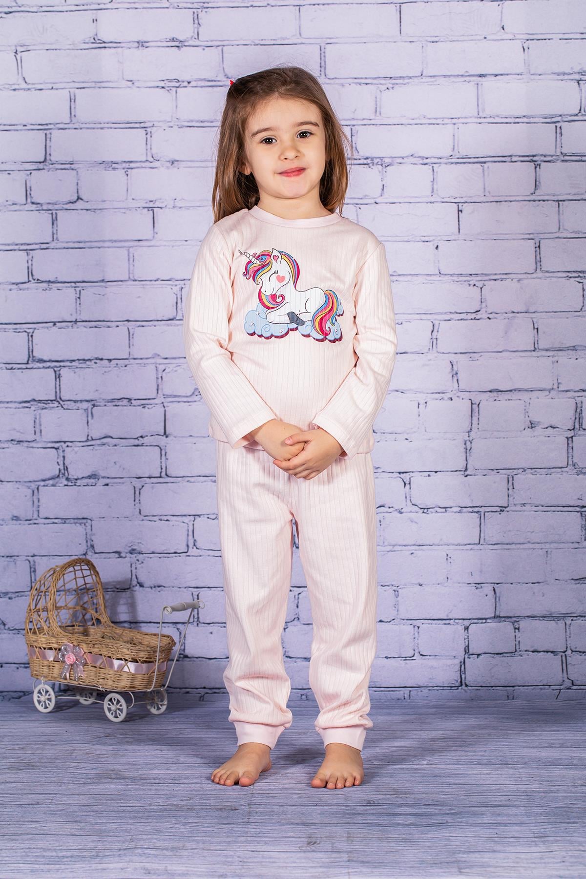 Kız Çocuk Unicorn Baskılı Pijama Takımı
