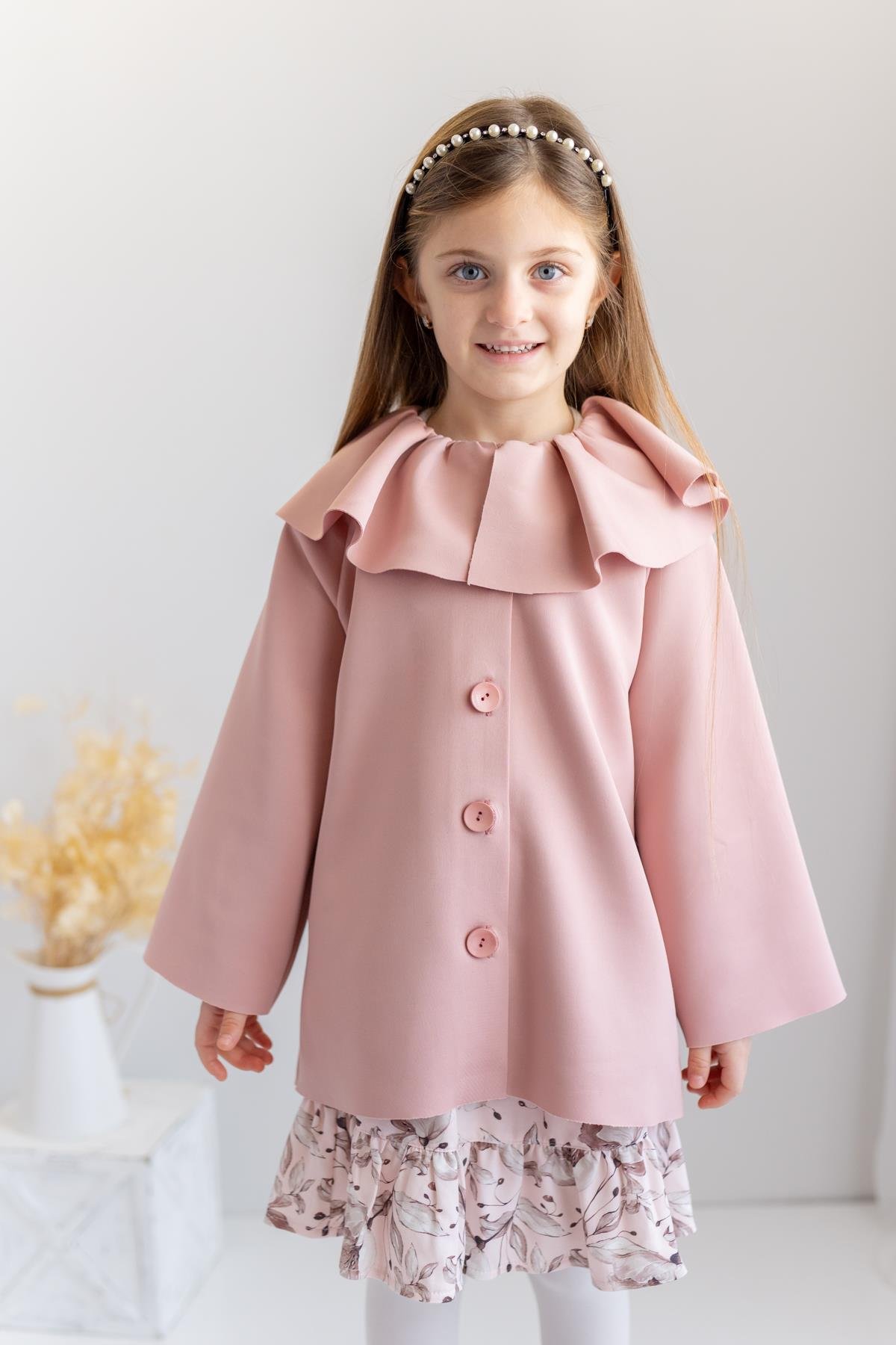 Kız Çocuk Yaka Detaylı Scuba Ceket