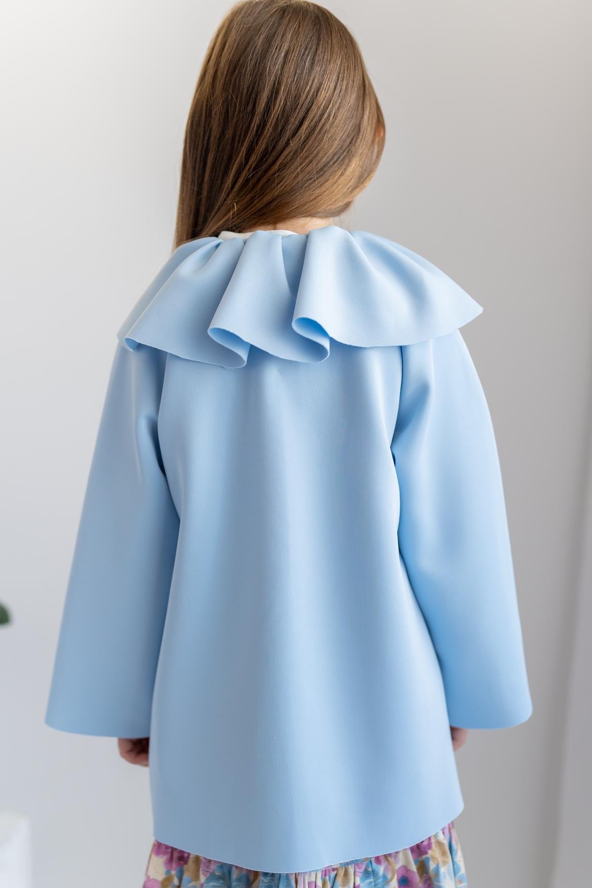 Kız Çocuk Yaka Detaylı Scuba Ceket