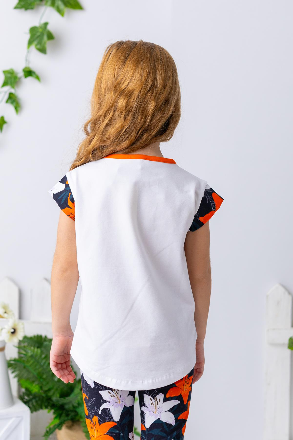 Kız Çocuk Yazı Baskılı T-shirt - Beyaz