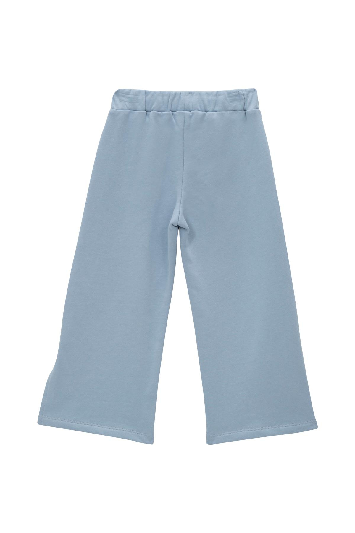 Kız Çocuk Yırtmaç Detaylı Eşofman Altı - Bebek Mavisi