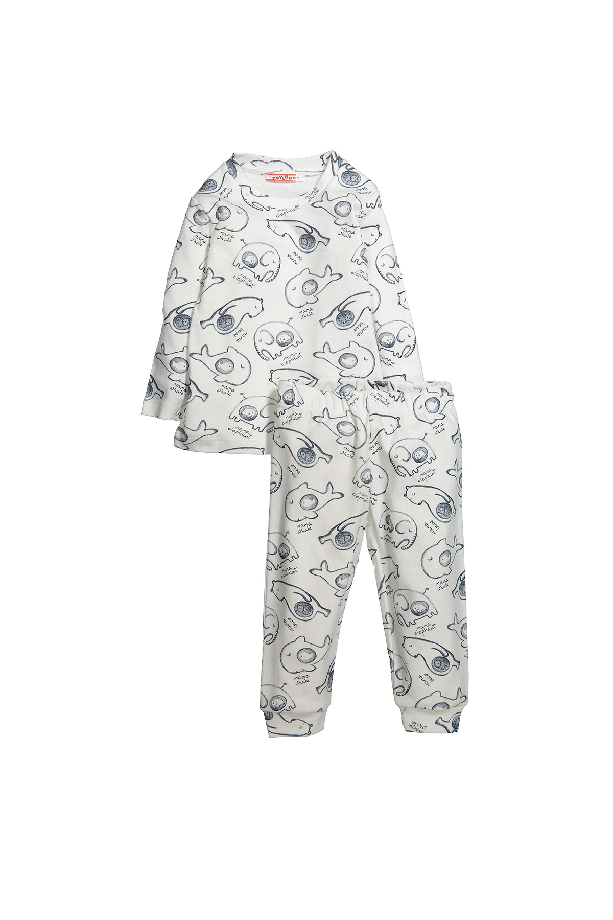 Mama Elephant Baskili Pijama Takimi (1-4yas)