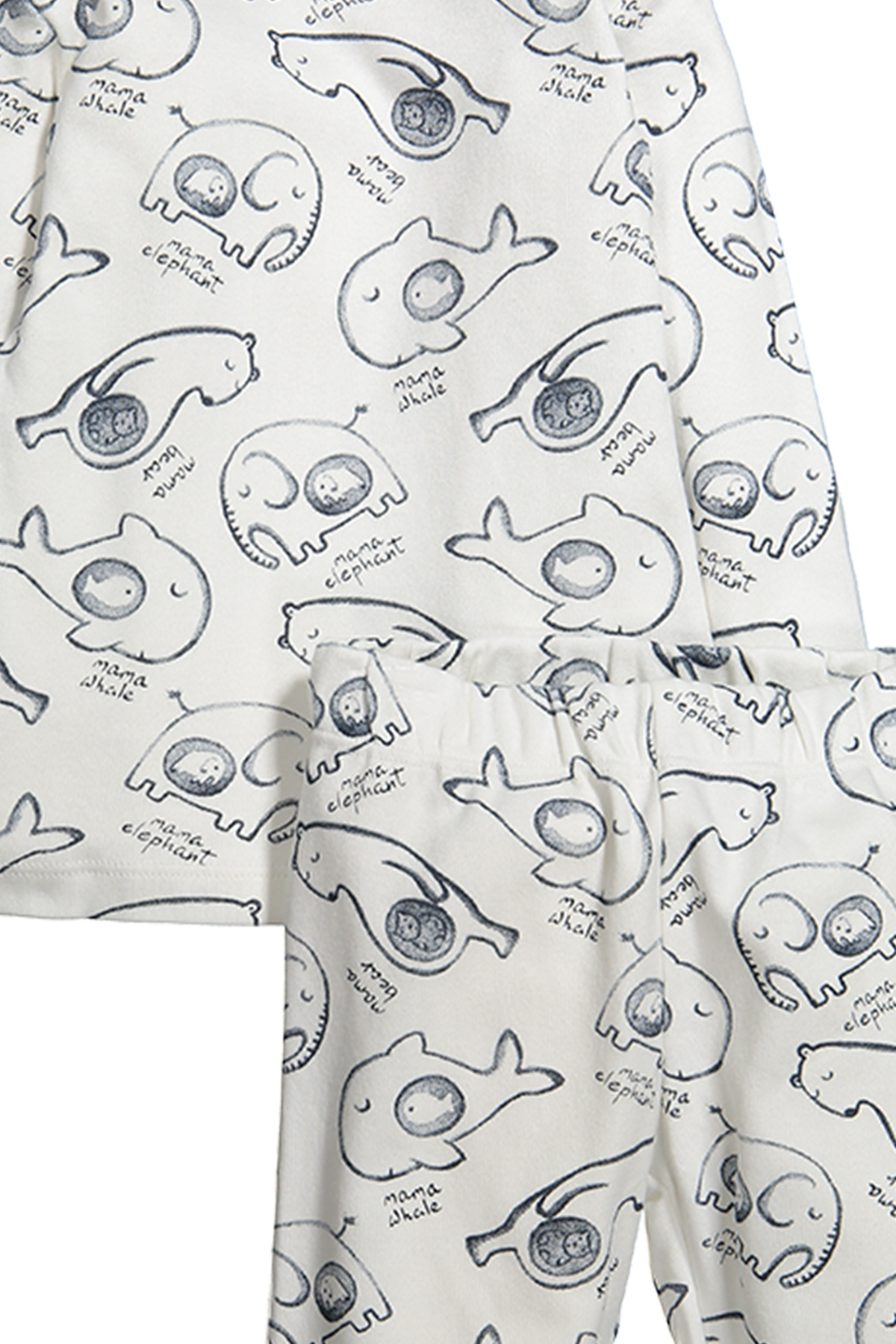 Mama Elephant Baskili Pijama Takimi (1-4yas)