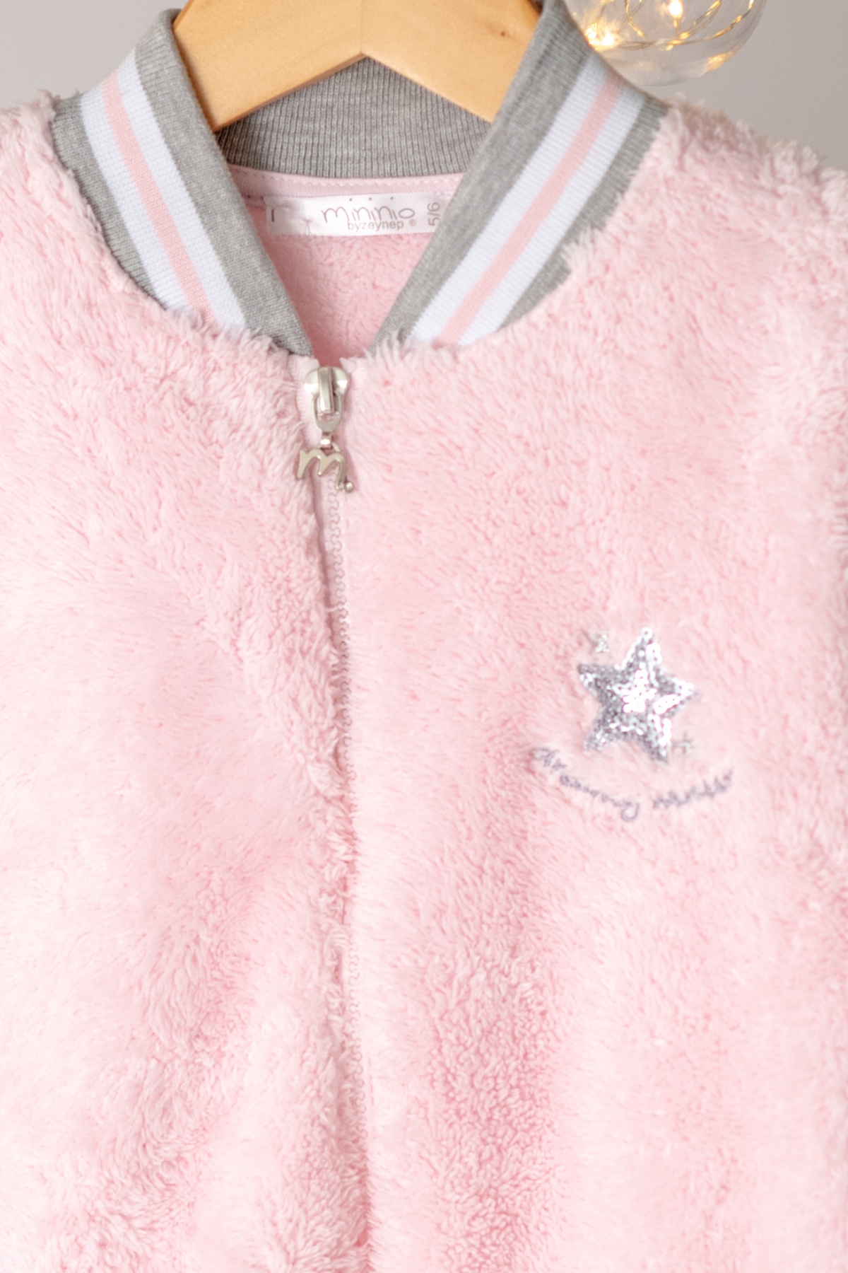 Pullu Yildizli Pelus Parçali Fermuarli Sweatshirt (5-12yas)