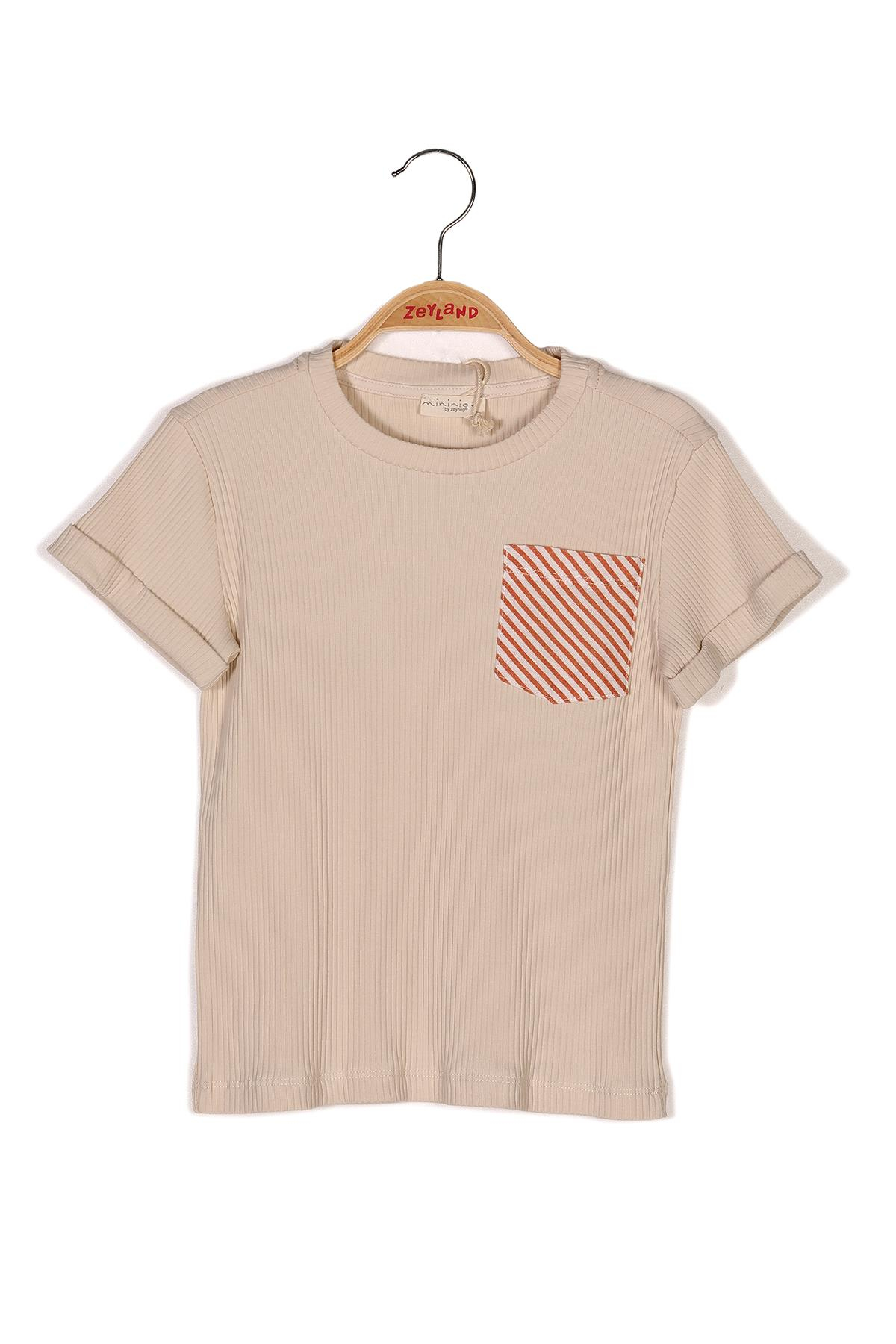 Erkek Çocuk Cep Detaylı Kaşkorse T-shirt