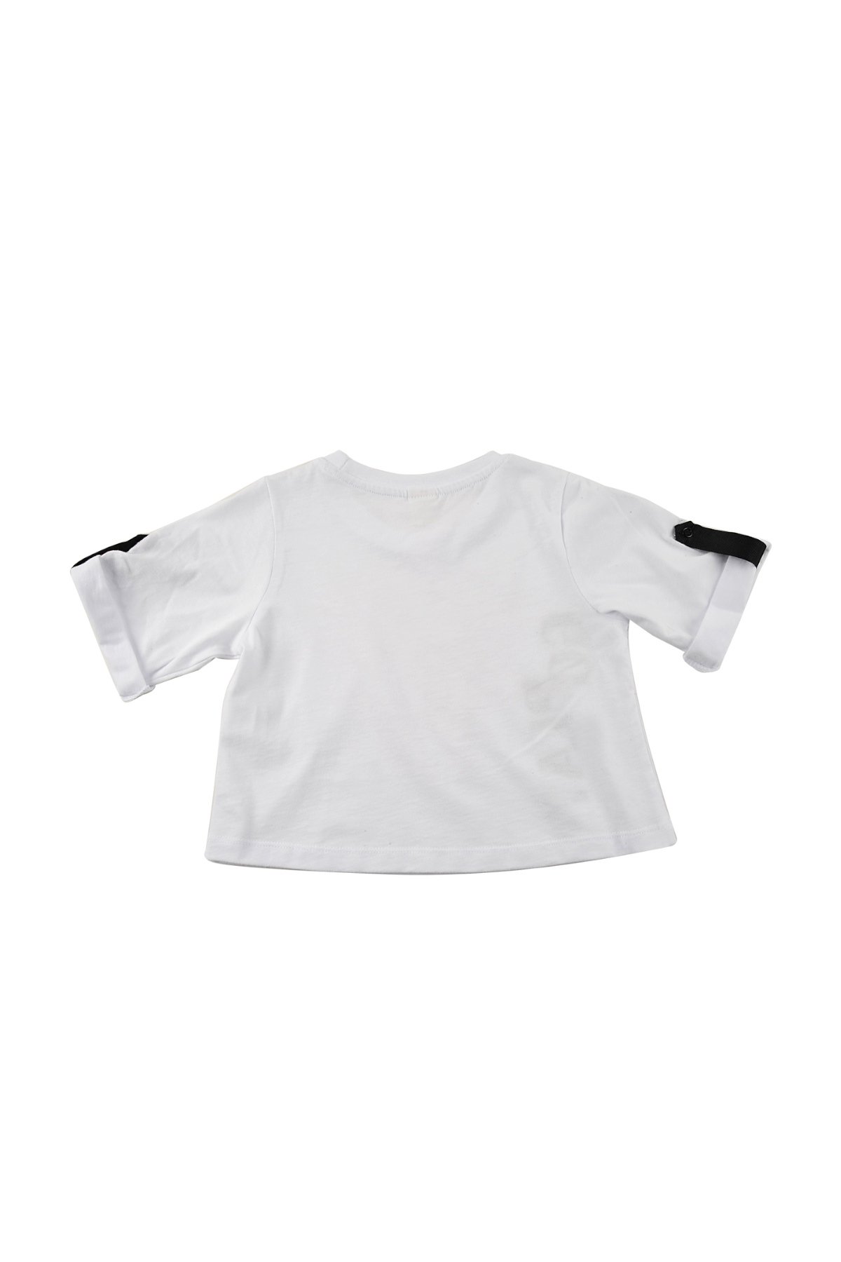 Kız Çocuk Go Play Baskılı Kolları Katlamalı Beyaz T-Shirt (4-12yaş)