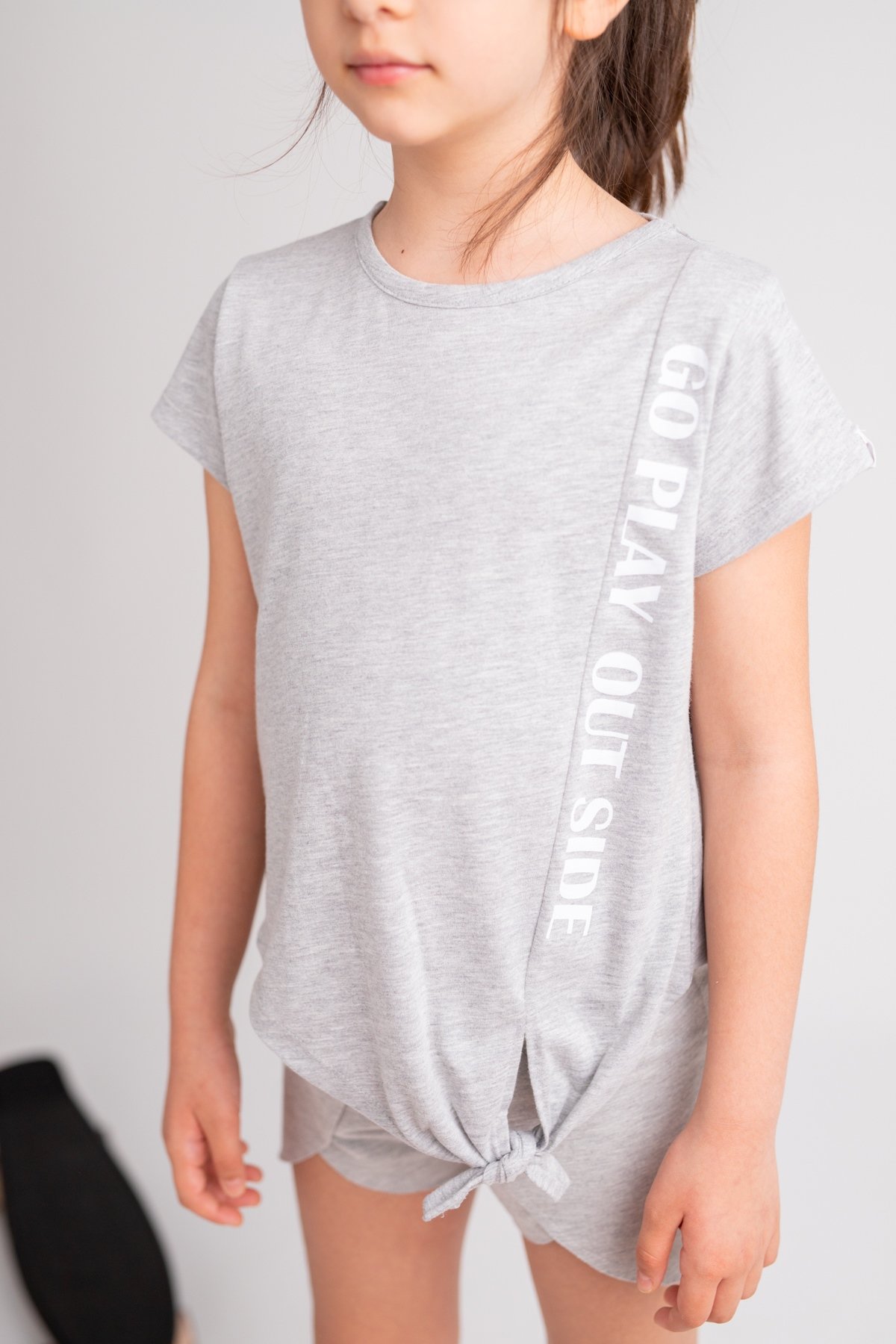 Kız Çocuk Grimelanj Go Play Baskılı ve Bağlamalı T-Shirt (4-12yaş)