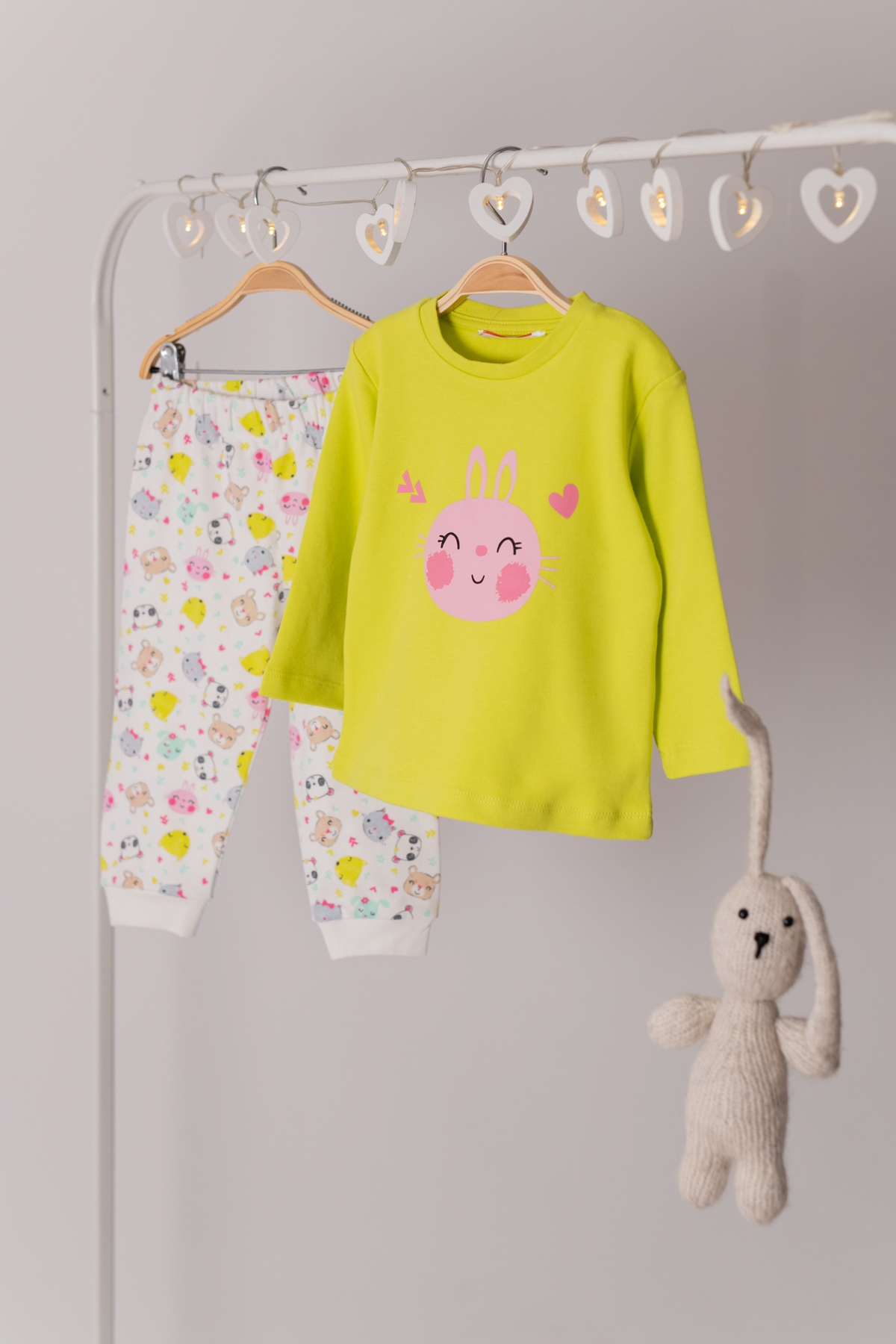 Tavsan Baskili Pijama Takimi (1-4yas)