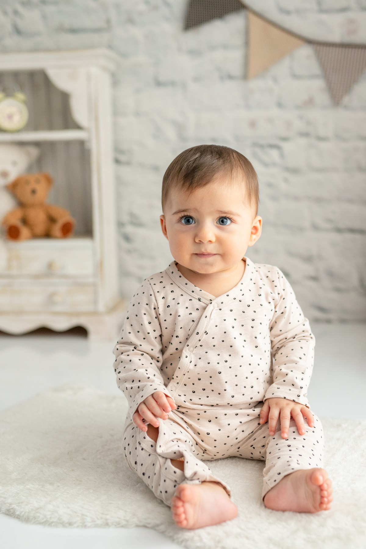 Unisex Bebek Antiviral Bej Çıtçıtlı Tulum (0-12 ay