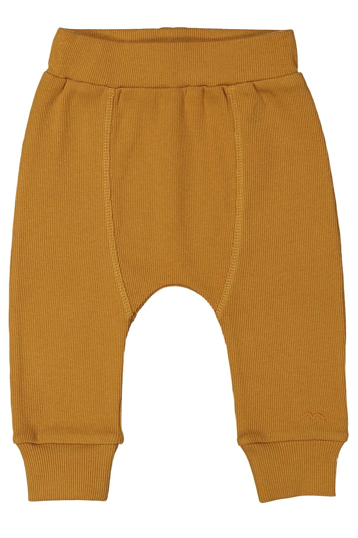 Unisex Bebek Antiviral Hardal Ribanalı Örme Pantolon (0-18ay)