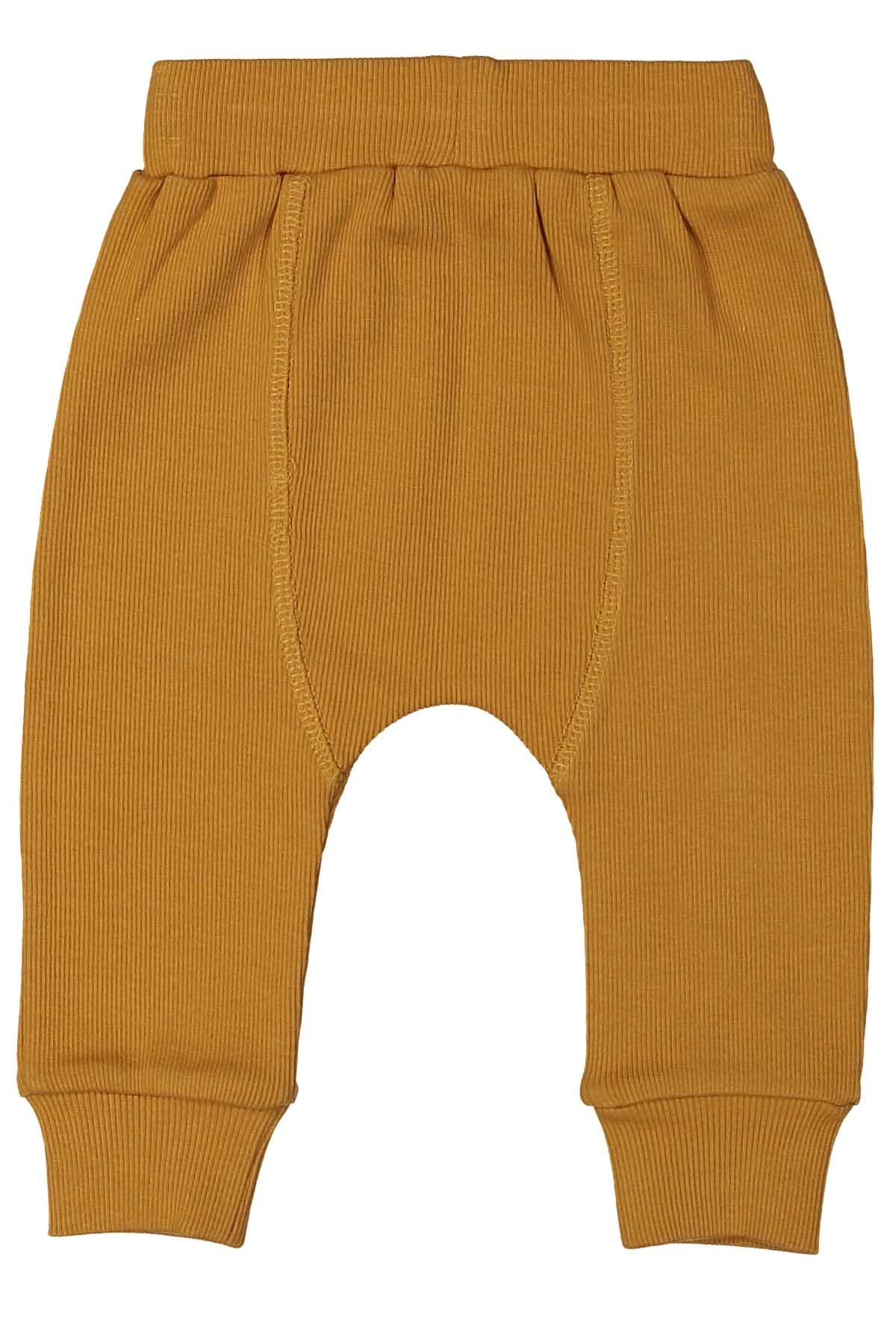 Unisex Bebek Antiviral Hardal Ribanalı Örme Pantolon (0-18ay)