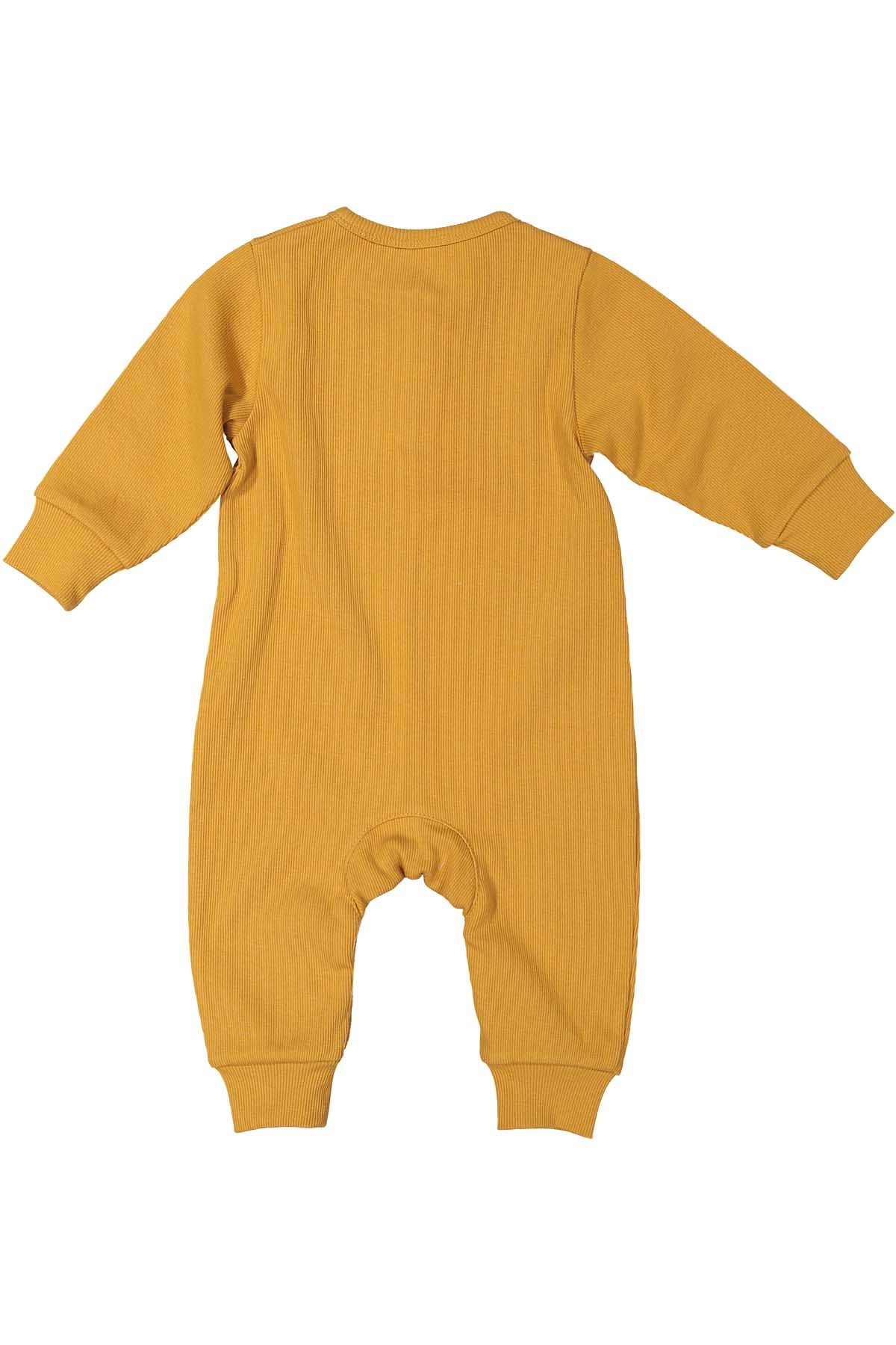 Unisex Bebek Antiviral Hardal Yakası Düğmeli Tulum (0-18ay)