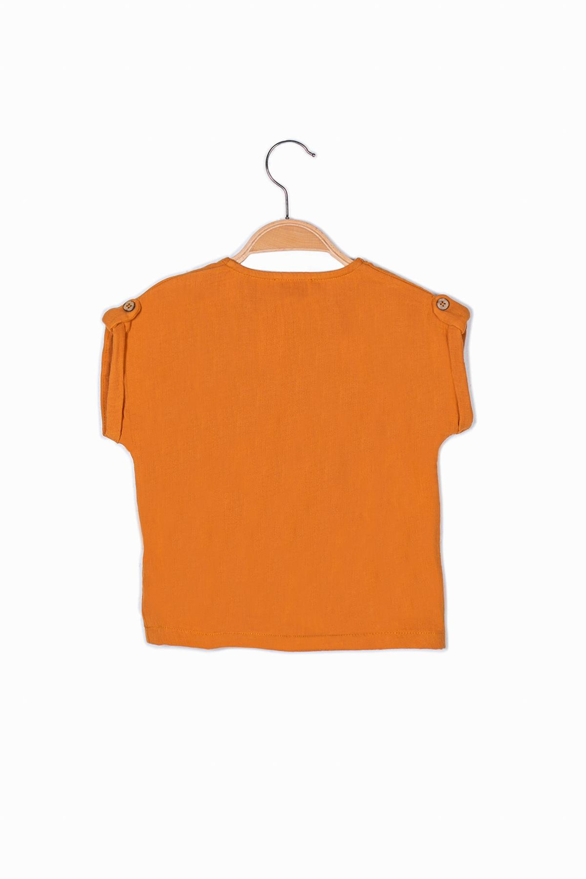 Unisex Bebek Düğmeli Müslin Bluz