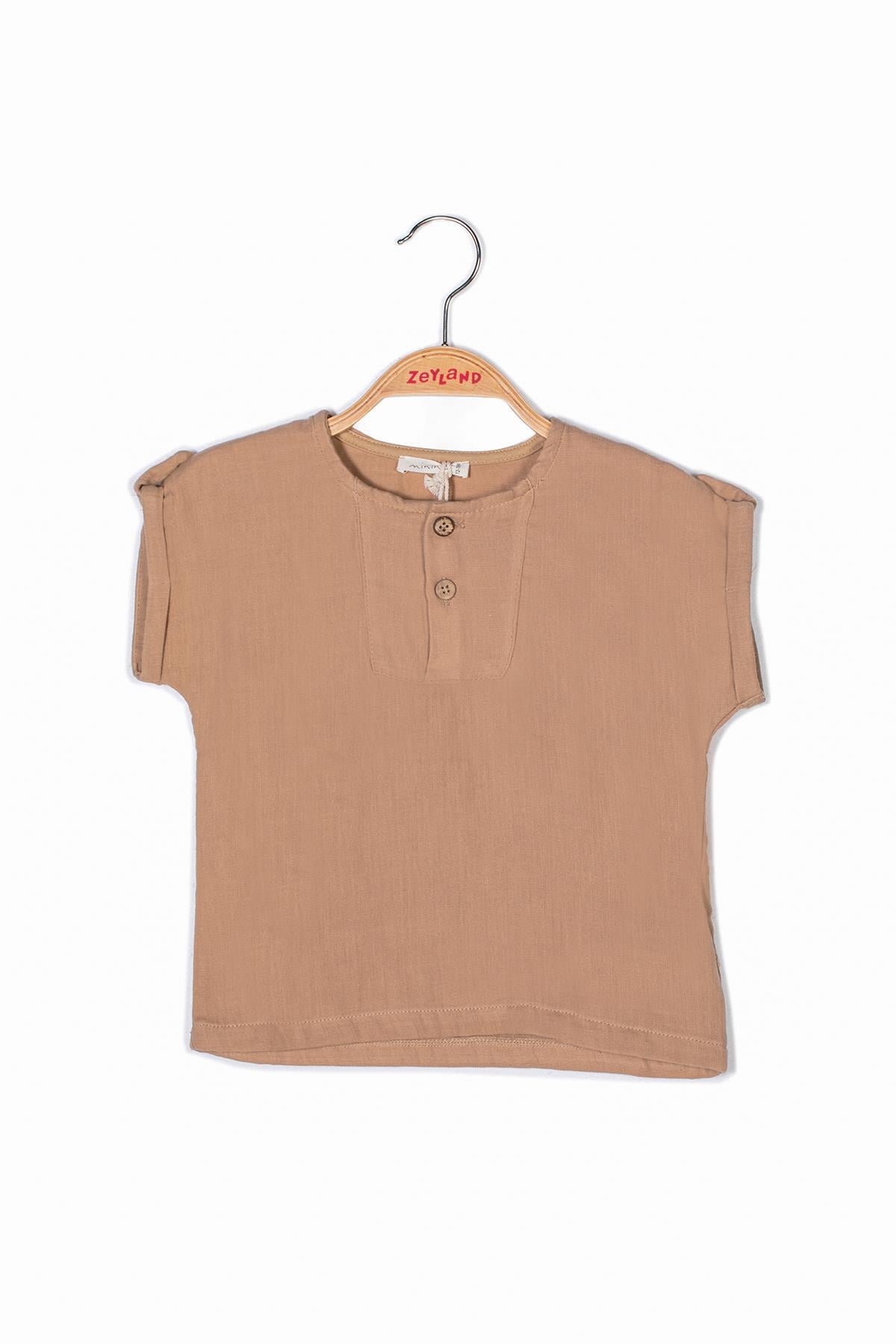 Unisex Bebek Düğmeli Müslin Bluz