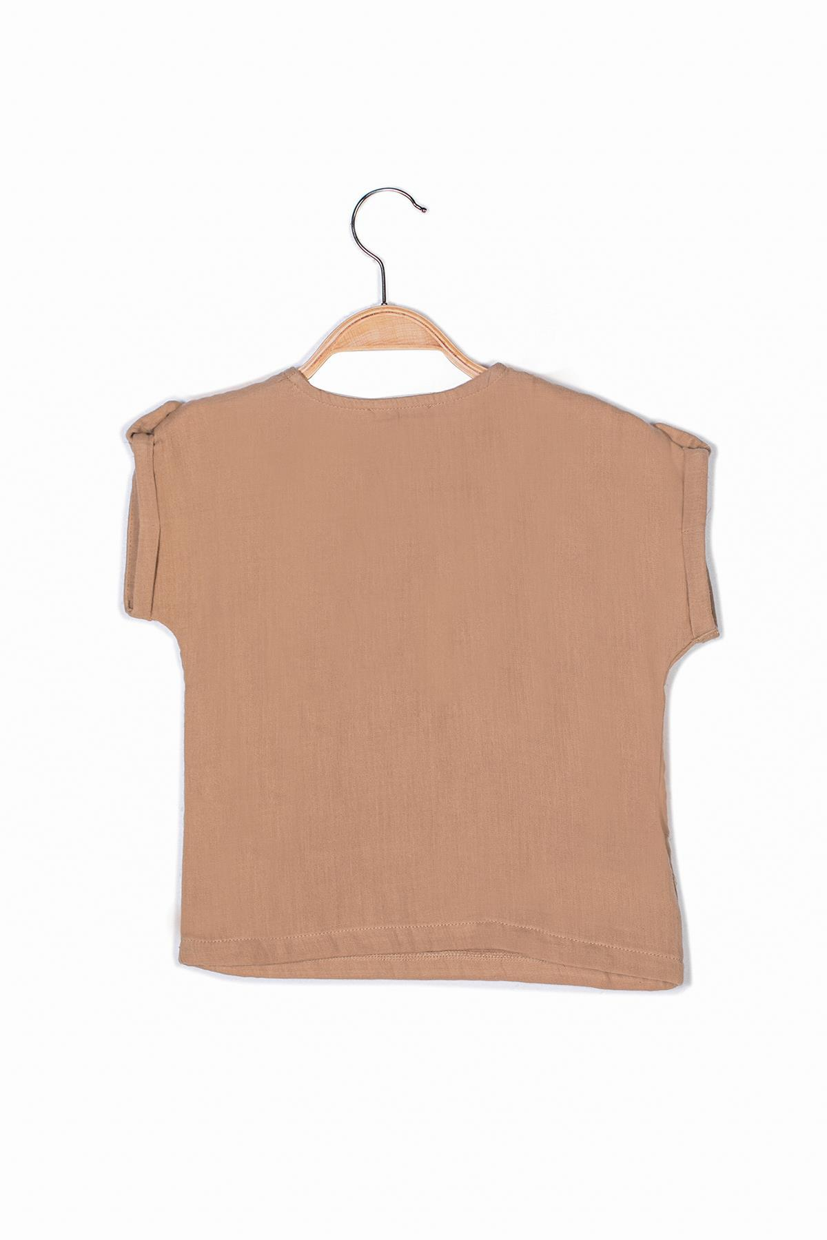 Unisex Bebek Düğmeli Müslin Bluz