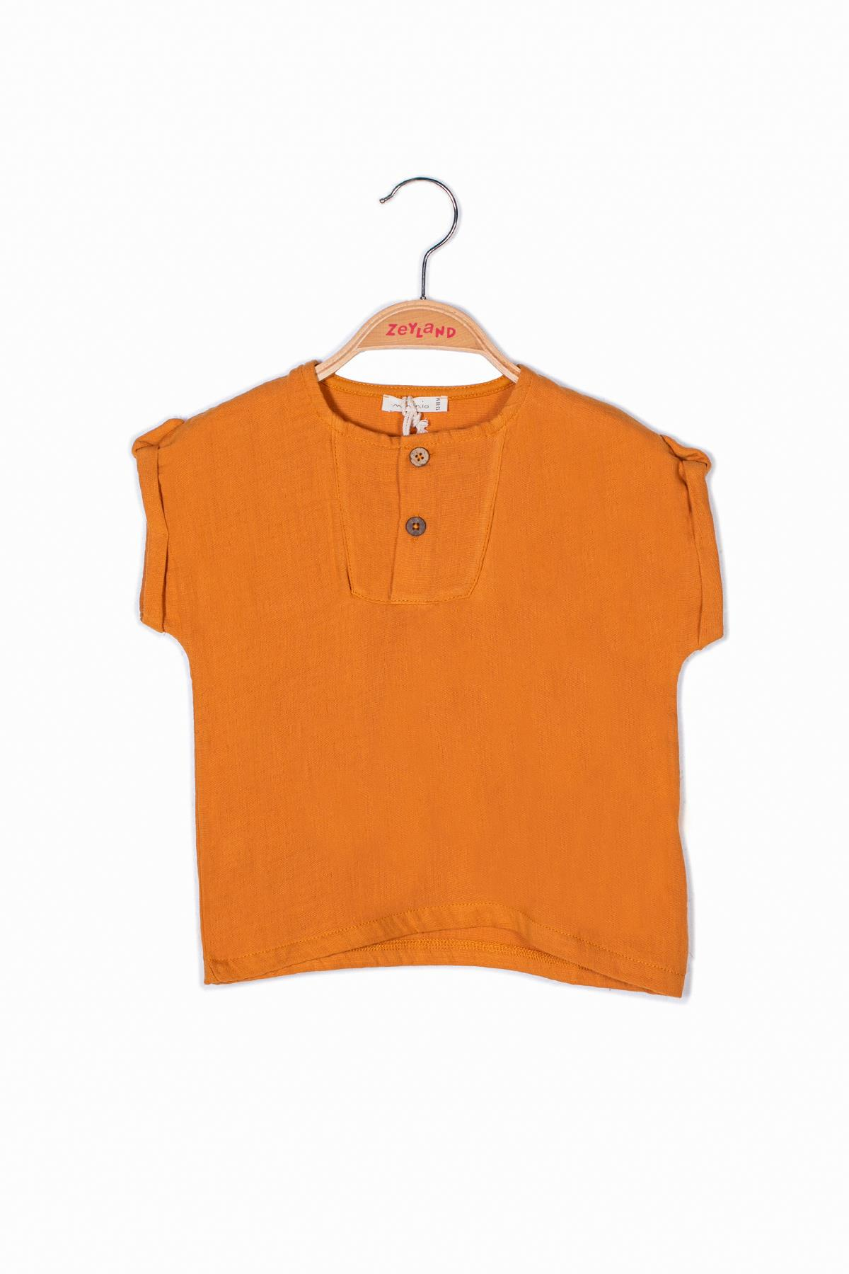 Unisex Bebek Düğmeli Müslin Bluz