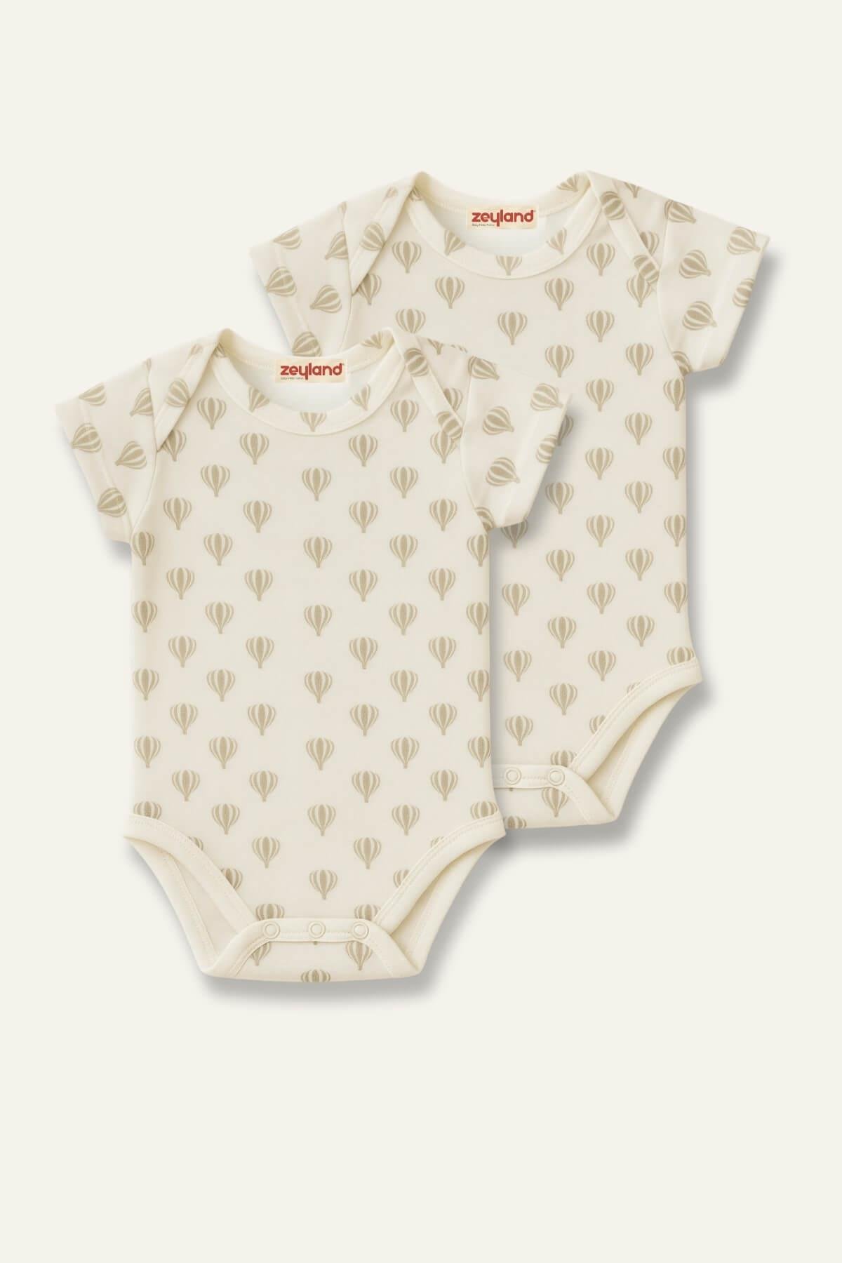 Unisex Bebek İkili Kısa Kol Body - Bej