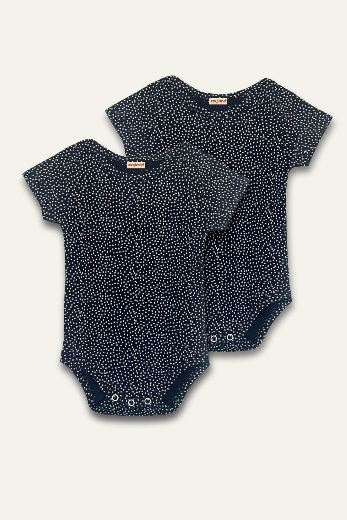 Unisex Bebek İkili Kısa Kol Body - Lacivert